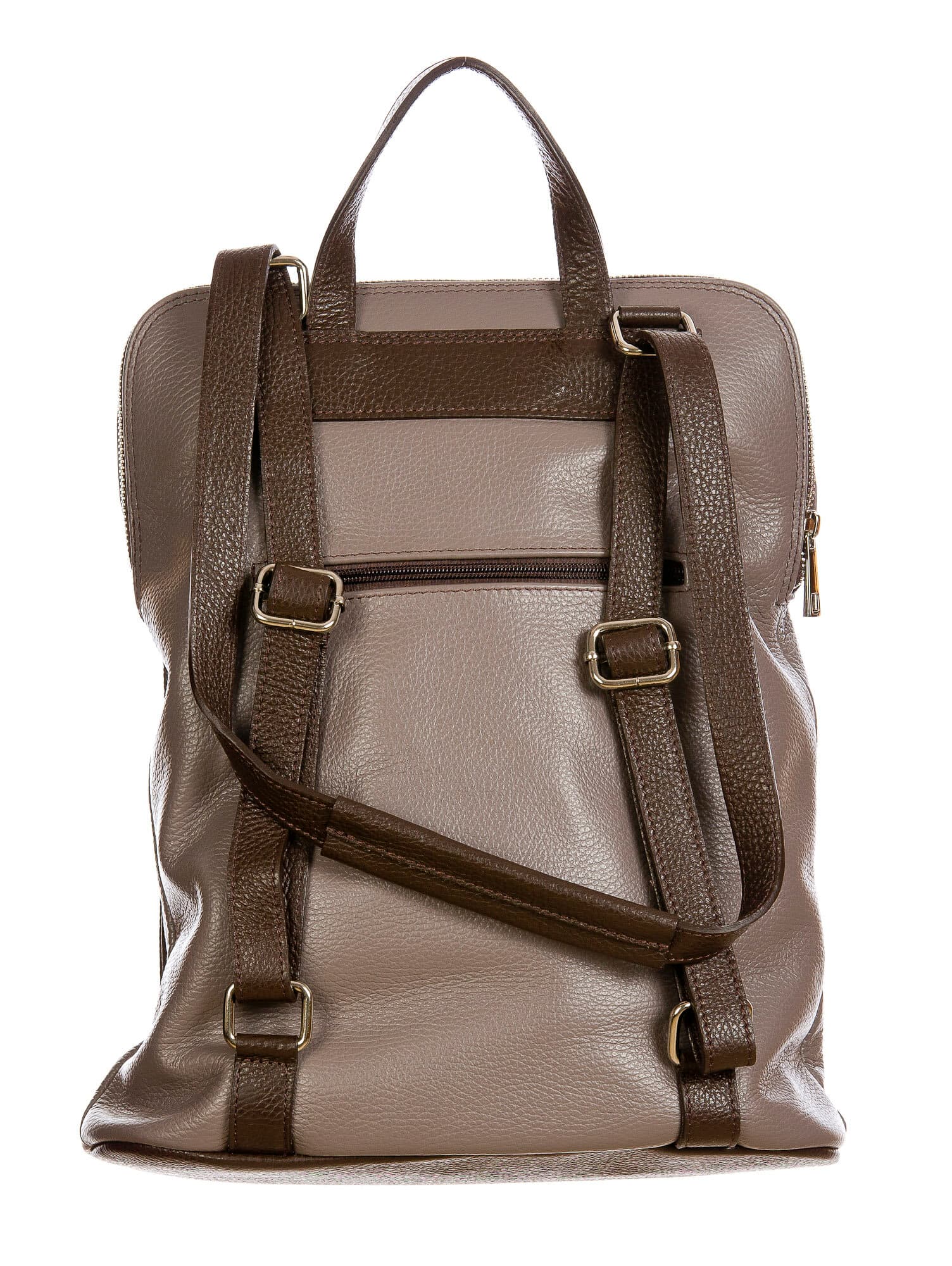 MONVISO : borsa - zaino donna, pelle morbida, colore: TAUPE / MARRONE, Made in Italy