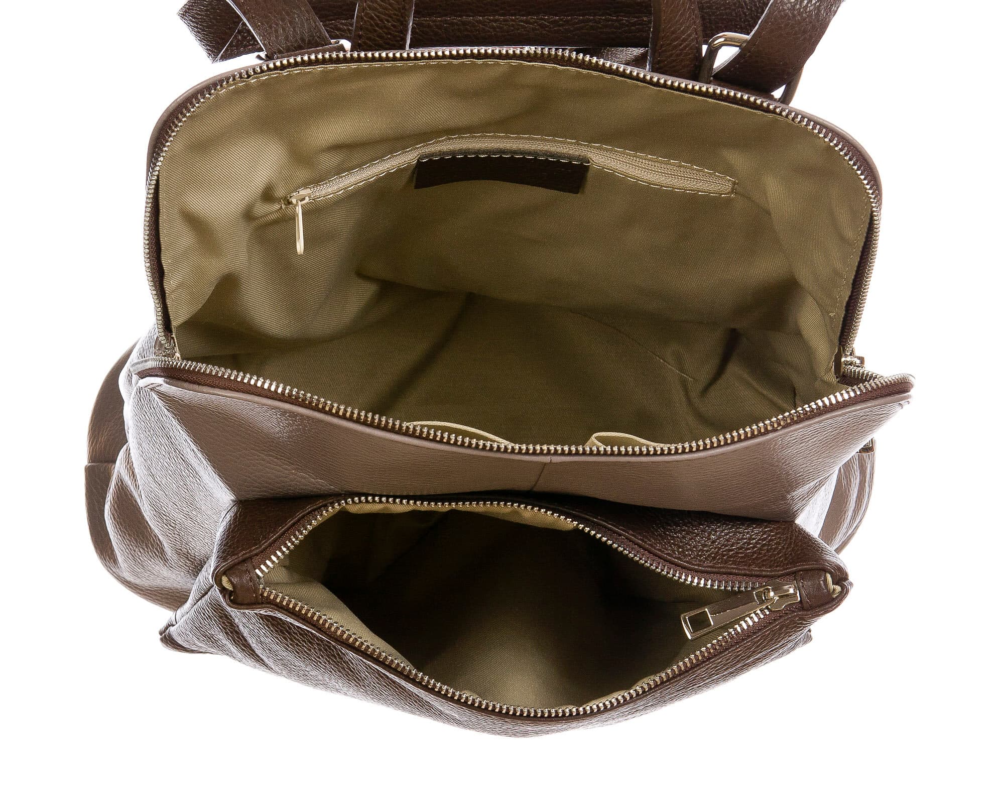 MONVISO : borsa - zaino donna, pelle morbida, colore: TAUPE / MARRONE, Made in Italy