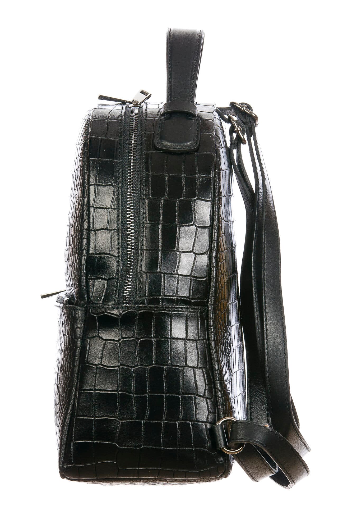 Monte NEVIS : zaino donna, pelle morbida, colore : NERO, Made in Italy