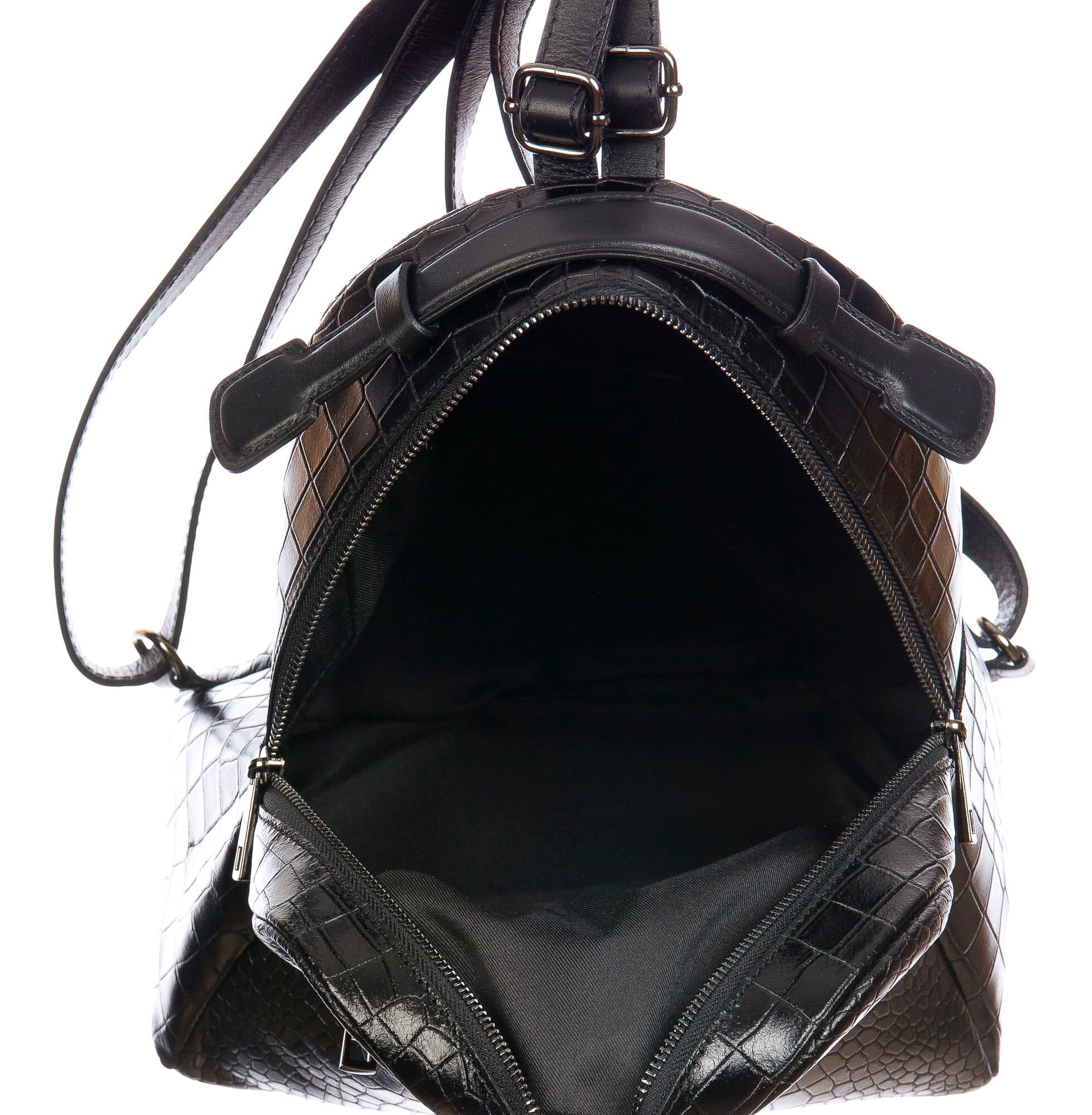 Monte NEVIS : zaino donna, pelle morbida, colore : NERO, Made in Italy