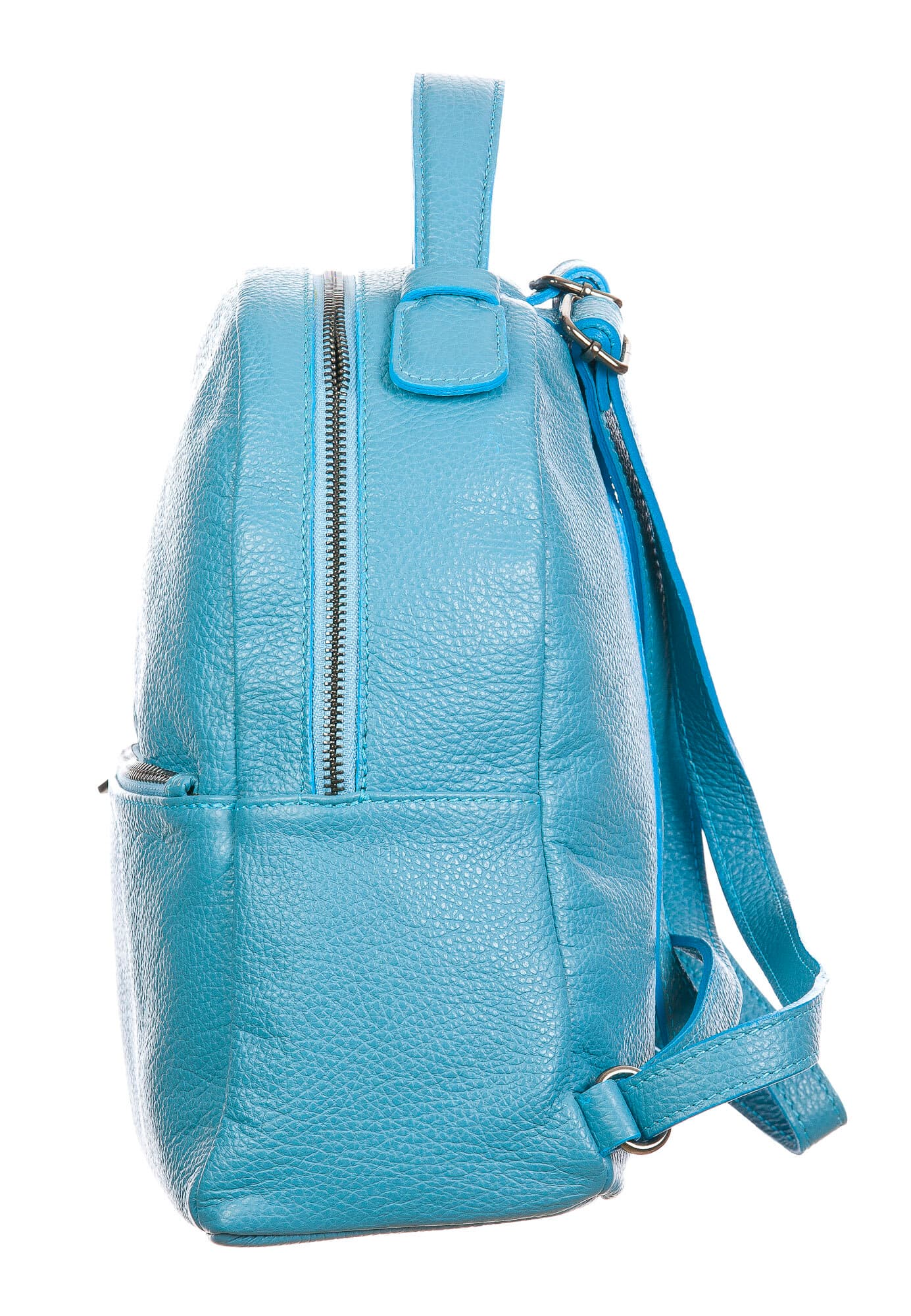 Monte NEVIS : zaino donna, pelle morbida, colore : AZZURRO, Made in Italy
