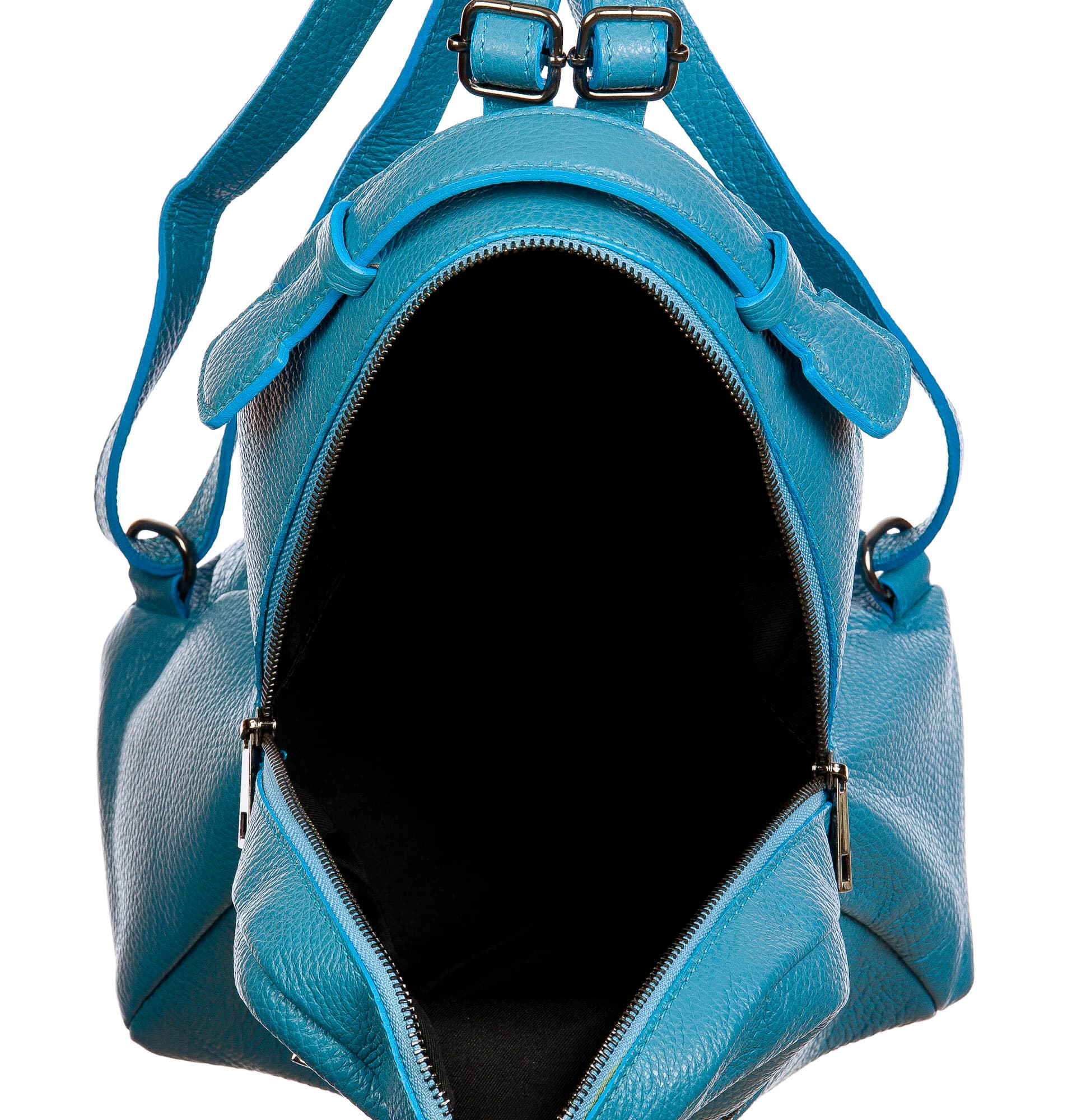 Monte NEVIS : zaino donna, pelle morbida, colore : AZZURRO, Made in Italy