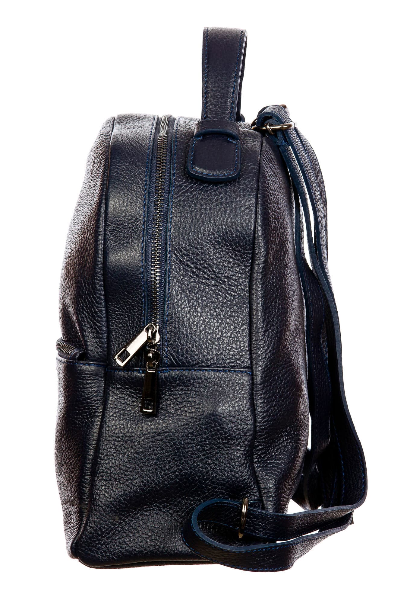 Monte NEVIS : zaino donna, pelle morbida, colore : BLU, Made in Italy