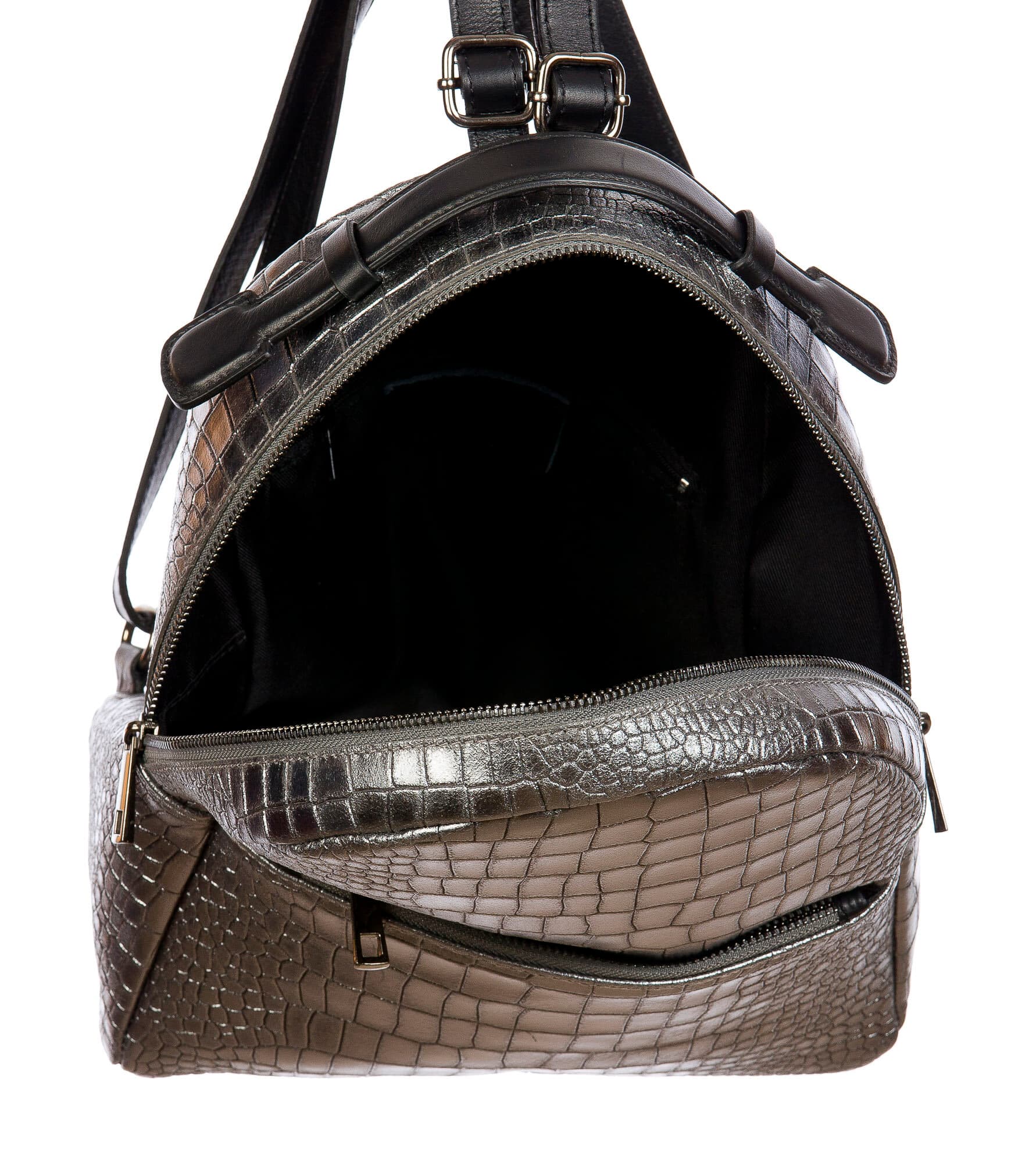 Monte NEVIS : zaino donna, pelle morbida, colore : ARGENTO, Made in Italy