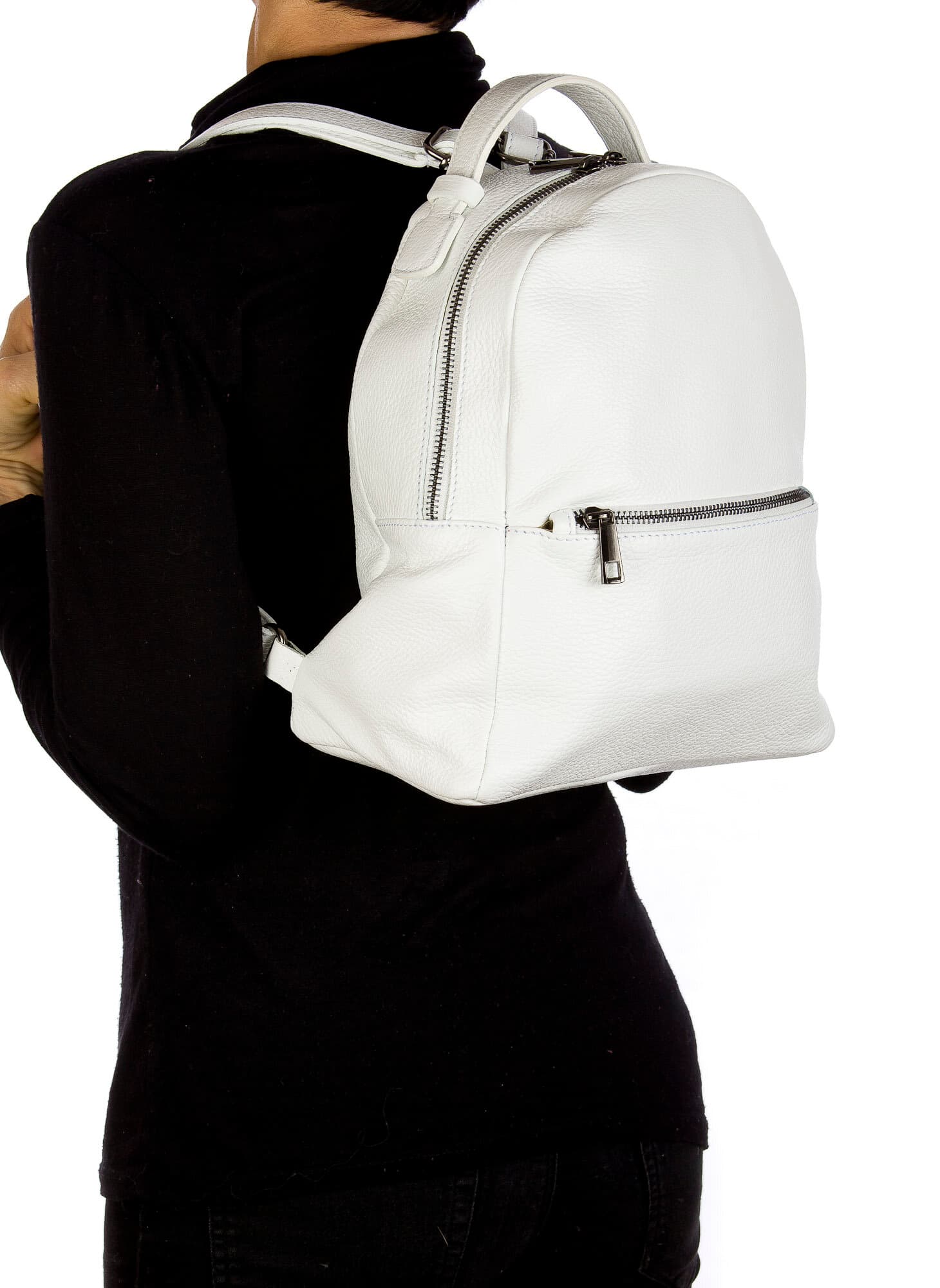 Monte NEVIS : zaino donna, pelle morbida, colore : BIANCO, Made in Italy