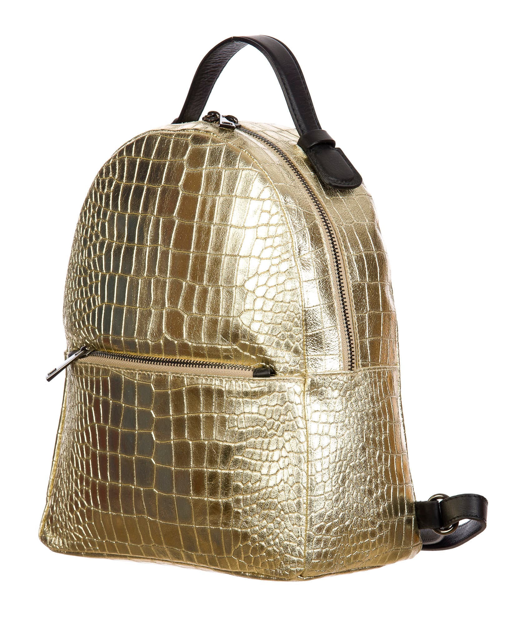 Monte NEVIS : zaino donna, pelle morbida, colore : ORO, Made in Italy