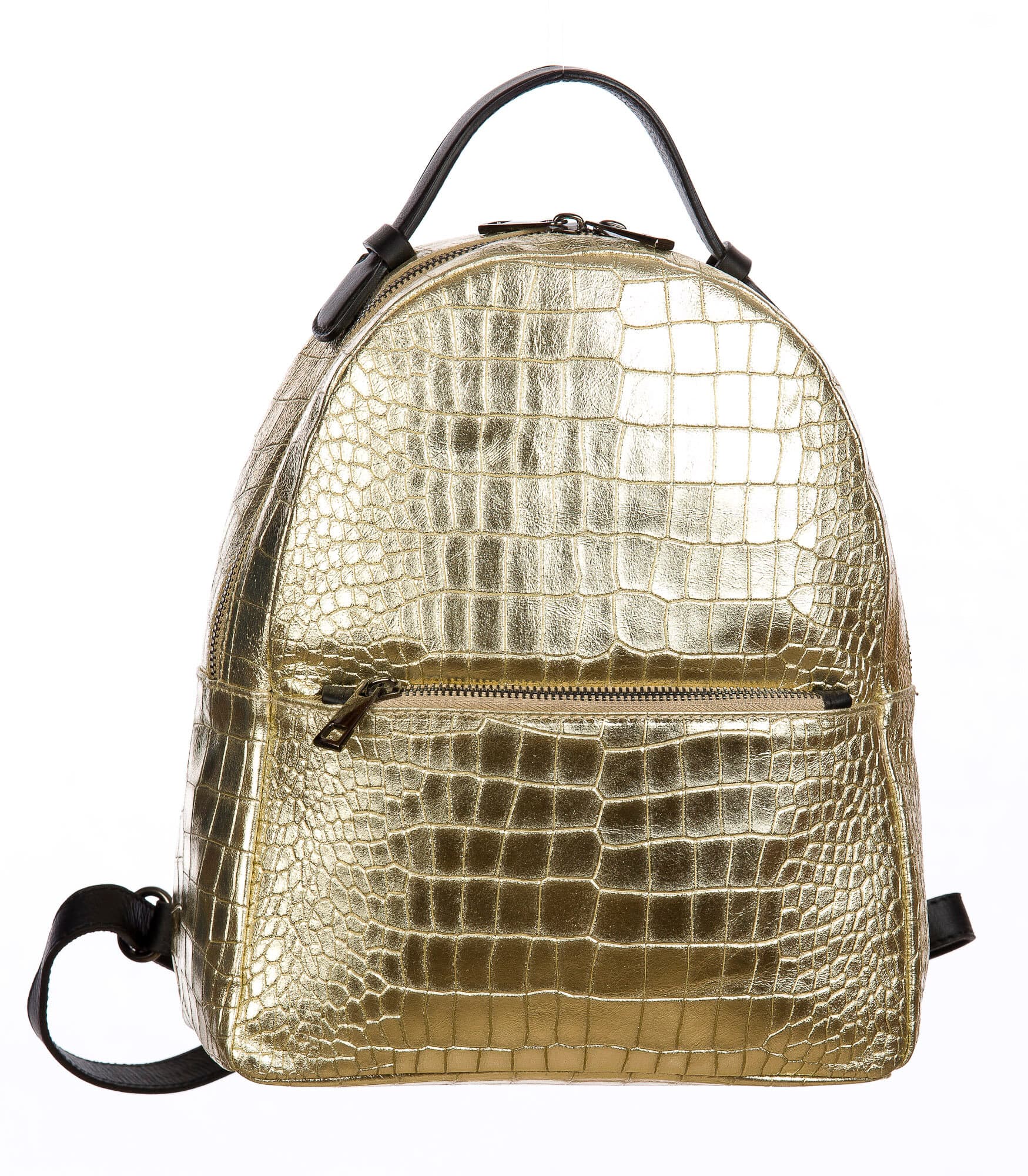 Monte NEVIS : zaino donna, pelle morbida, colore : ORO, Made in Italy
