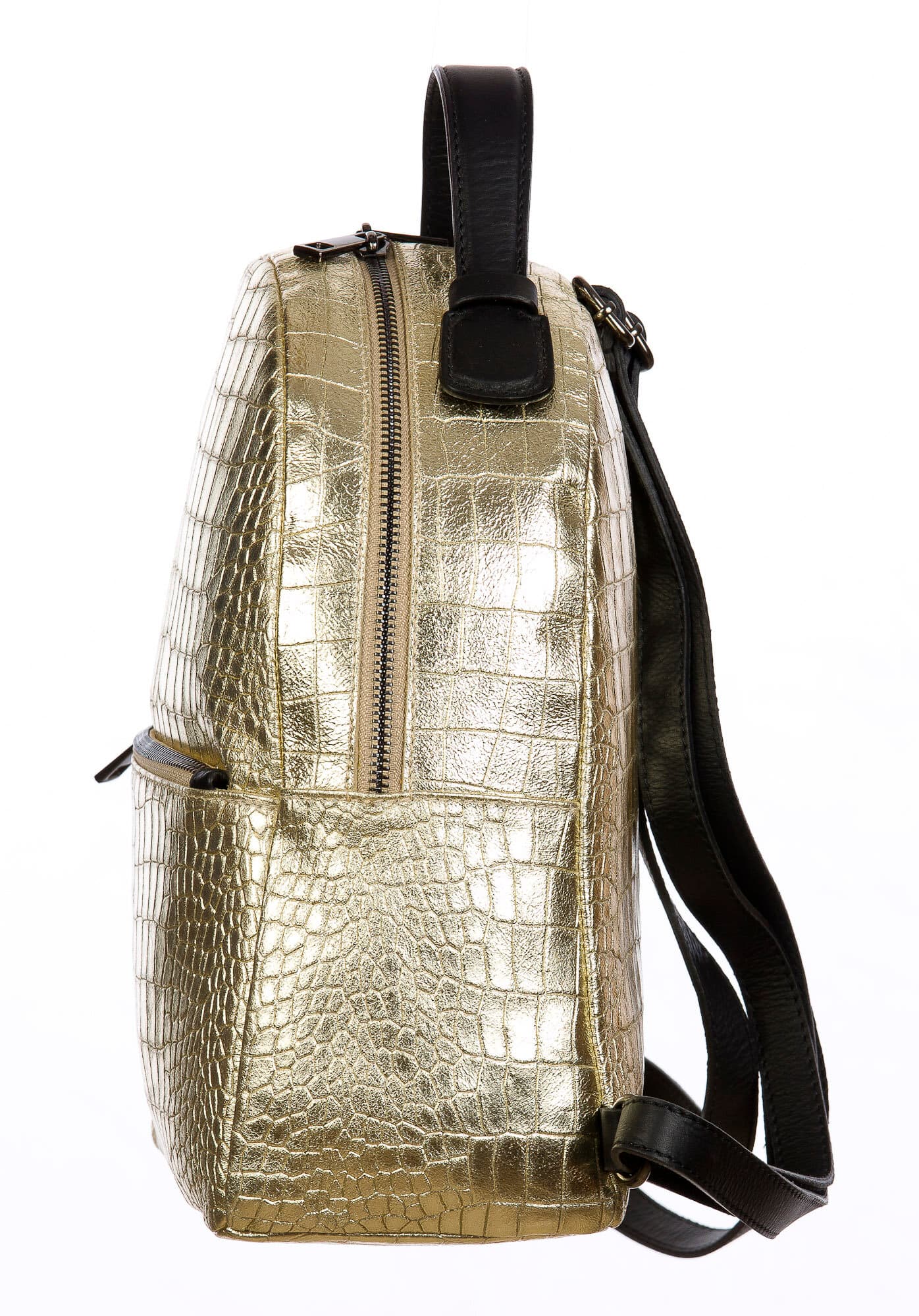 Monte NEVIS : zaino donna, pelle morbida, colore : ORO, Made in Italy