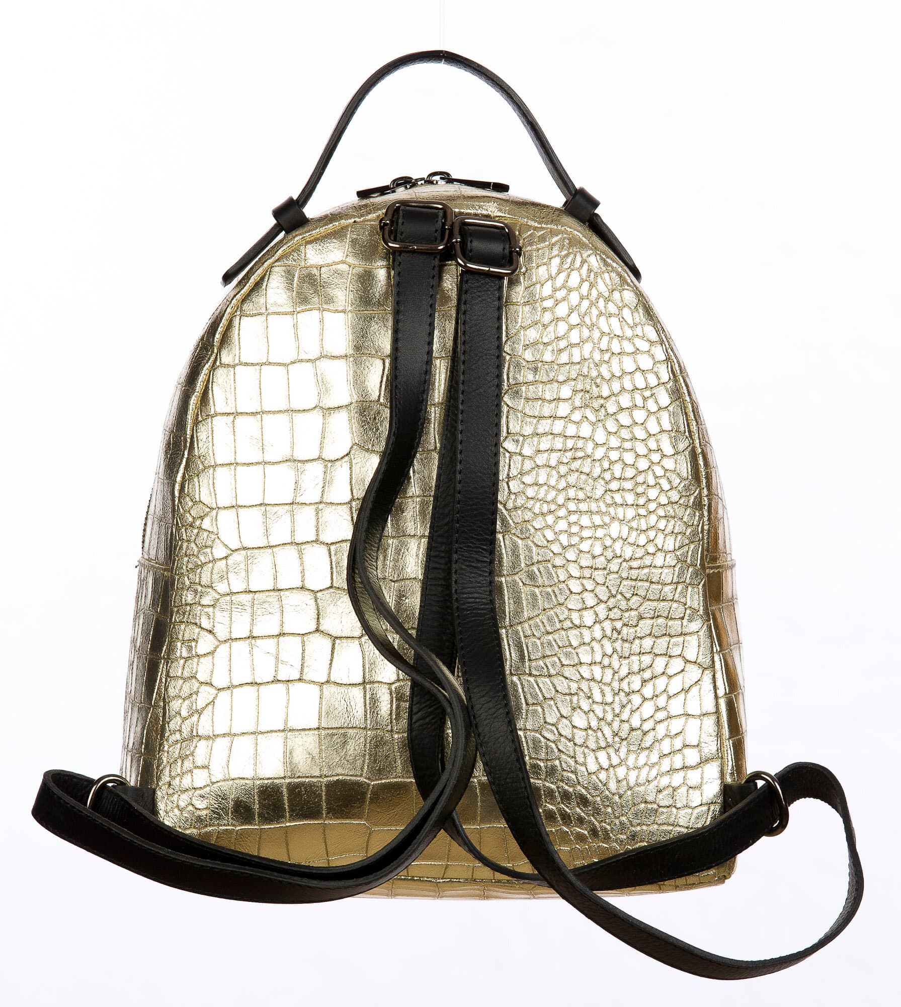 Monte NEVIS : zaino donna, pelle morbida, colore : ORO, Made in Italy