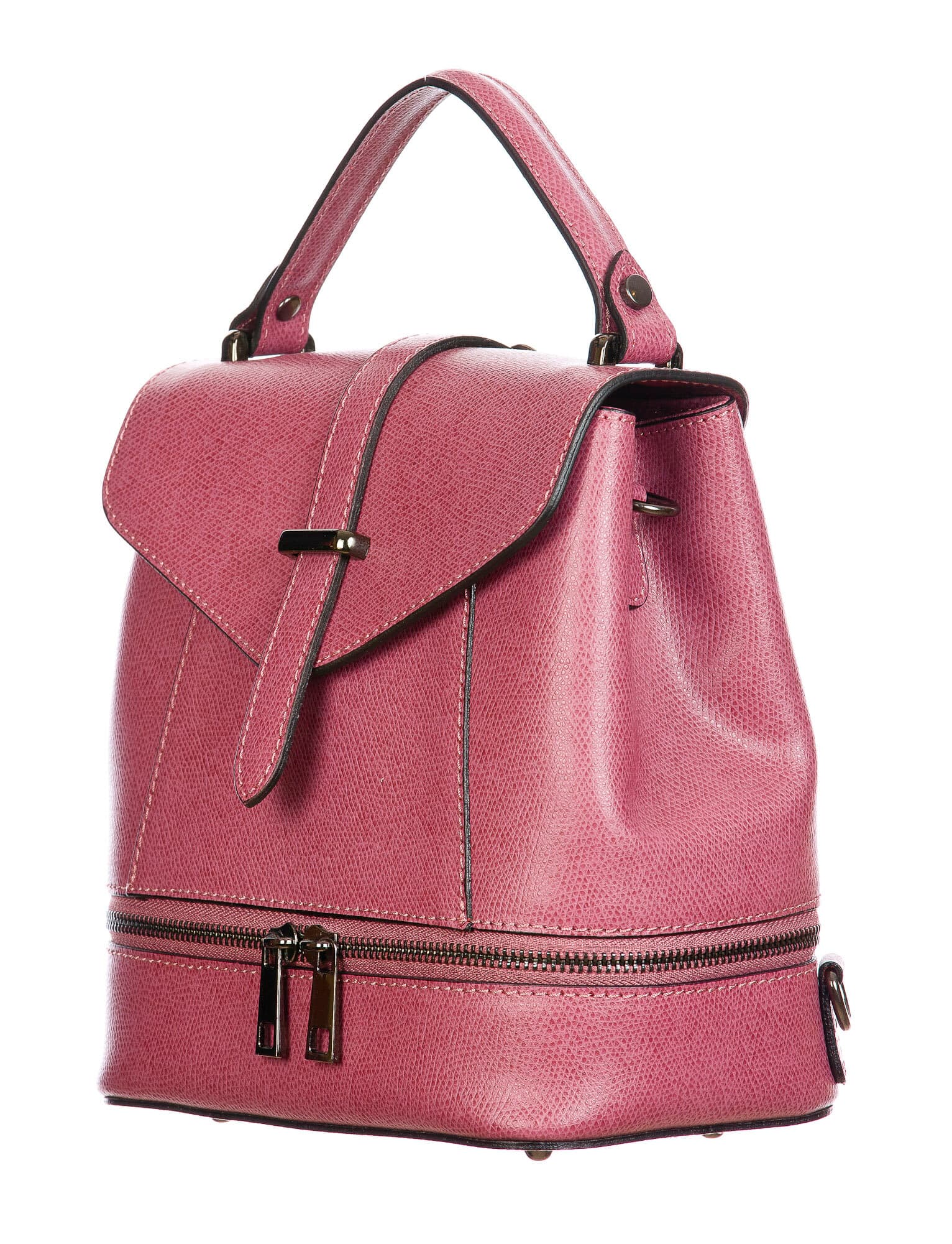 CAMY : borsa - zaino donna, pelle safiano rigida, colore : ROSA, Made in Italy.