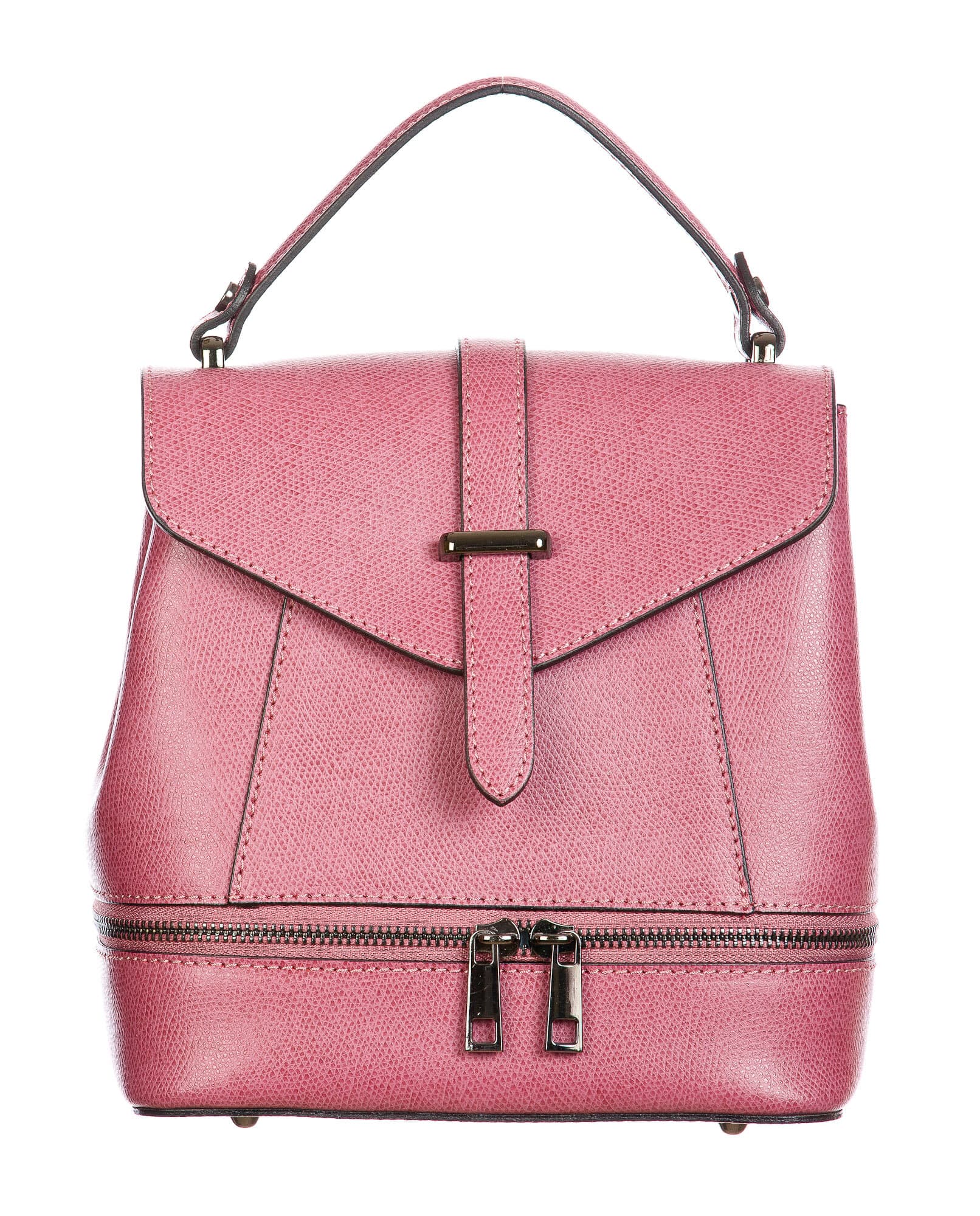 CAMY : borsa - zaino donna, pelle safiano rigida, colore : ROSA, Made in Italy.