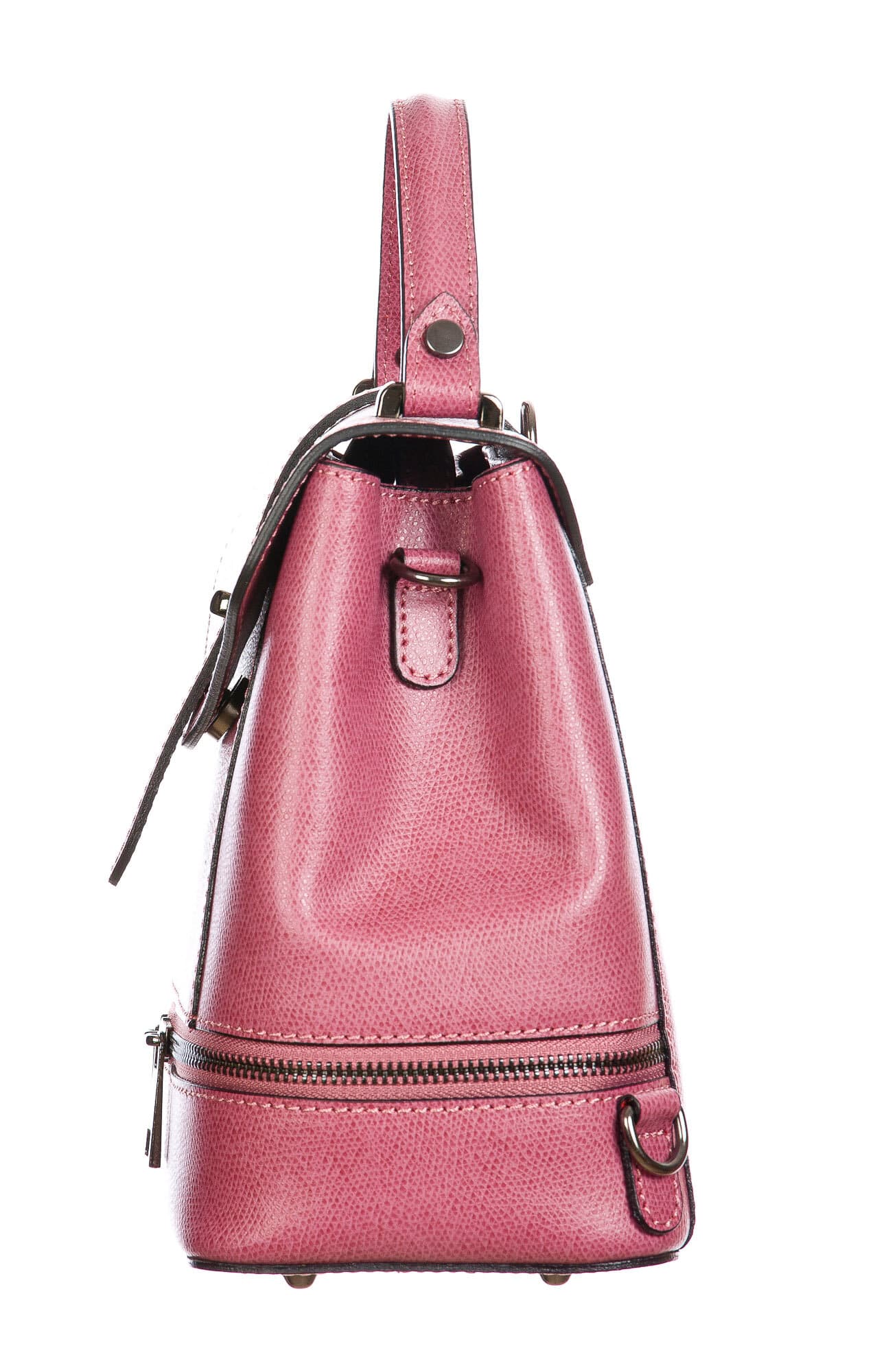 CAMY : borsa - zaino donna, pelle safiano rigida, colore : ROSA, Made in Italy.