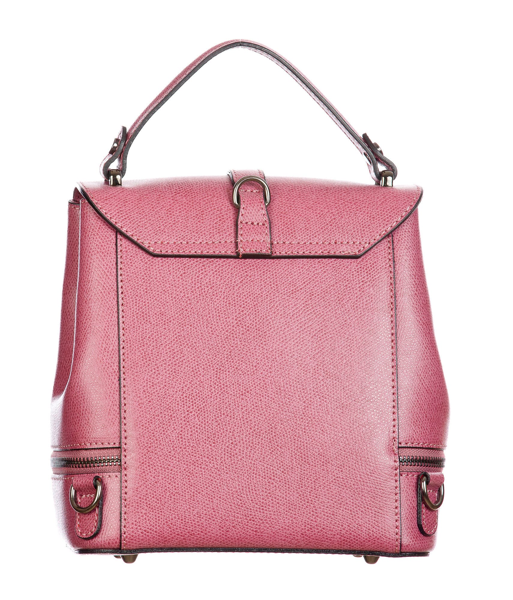 CAMY : borsa - zaino donna, pelle safiano rigida, colore : ROSA, Made in Italy.
