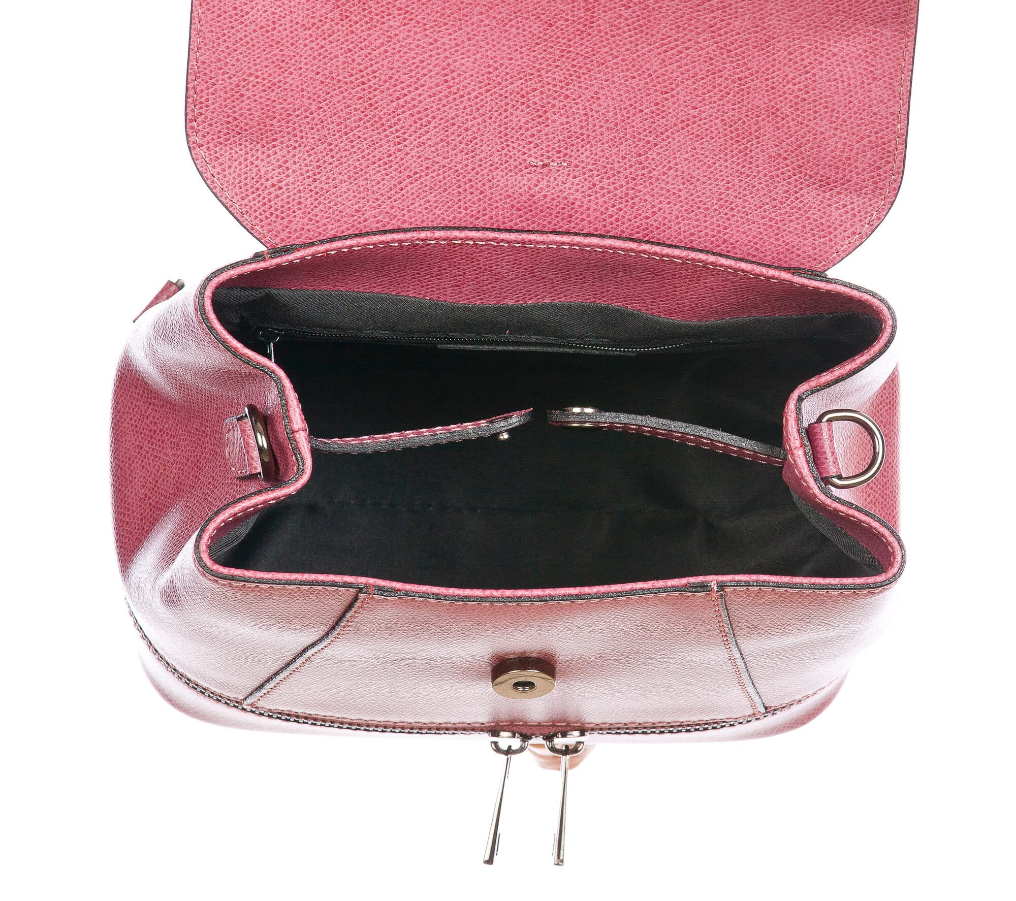 CAMY : borsa - zaino donna, pelle safiano rigida, colore : ROSA, Made in Italy.