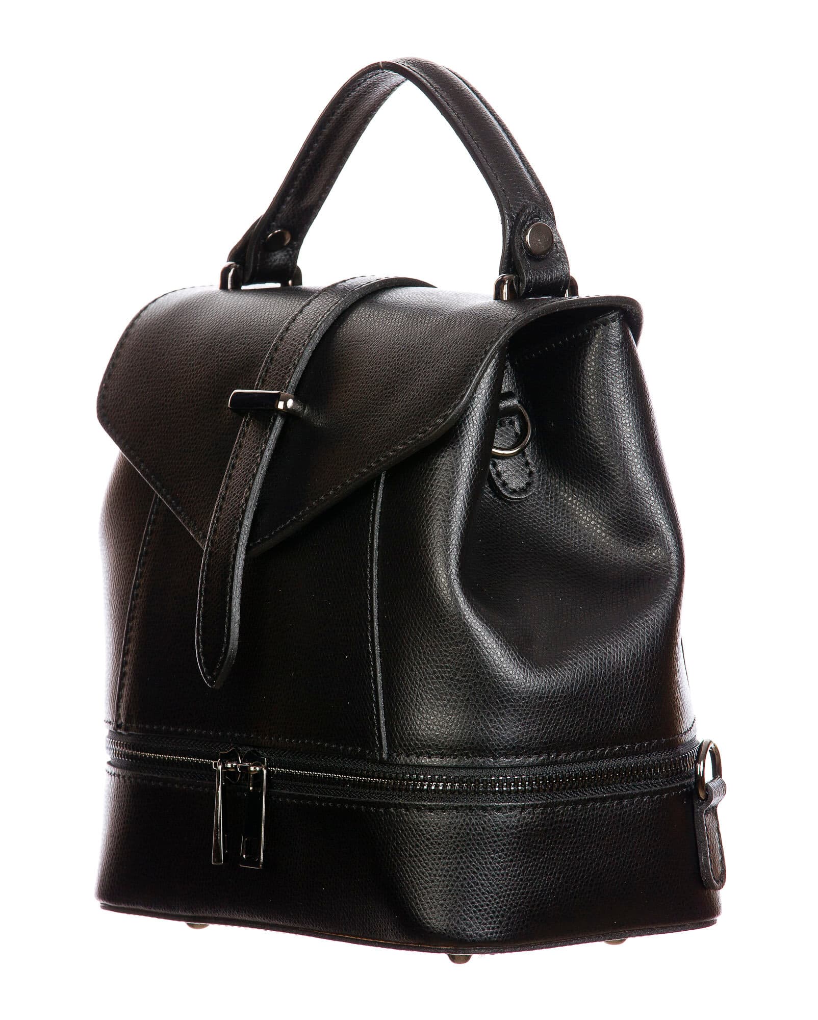 CAMY : borsa - zaino donna, pelle safiano rigida, colore : NERO, Made in Italy.