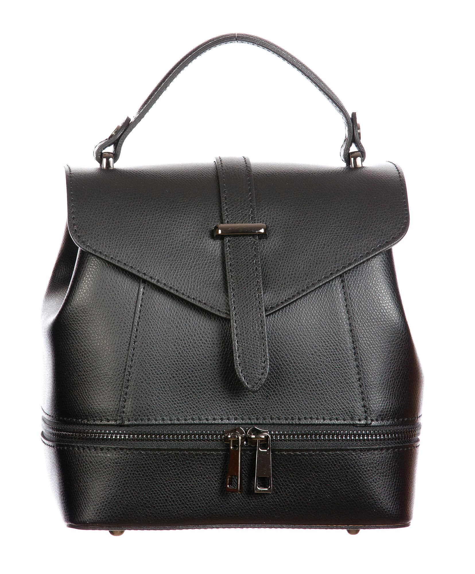 CAMY : borsa - zaino donna, pelle safiano rigida, colore : NERO, Made in Italy.
