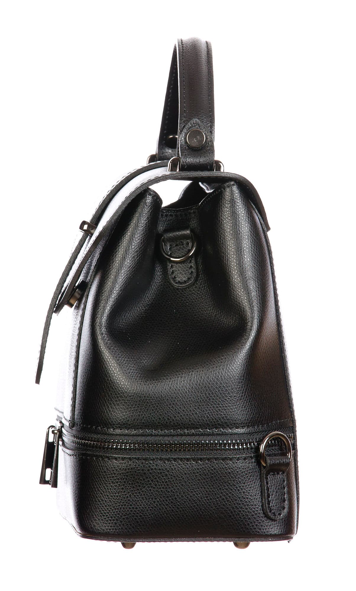 CAMY : borsa - zaino donna, pelle safiano rigida, colore : NERO, Made in Italy.
