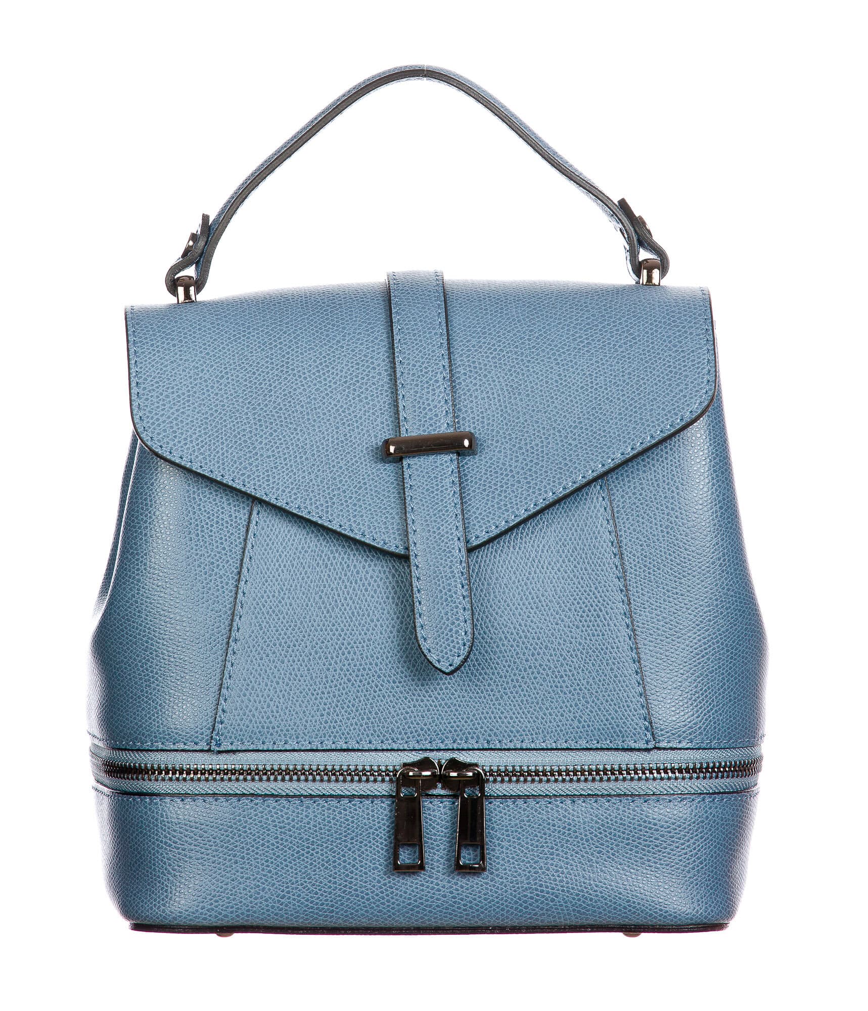 CAMY : borsa - zaino donna, pelle safiano rigida, colore : AZZURRO, Made in Italy