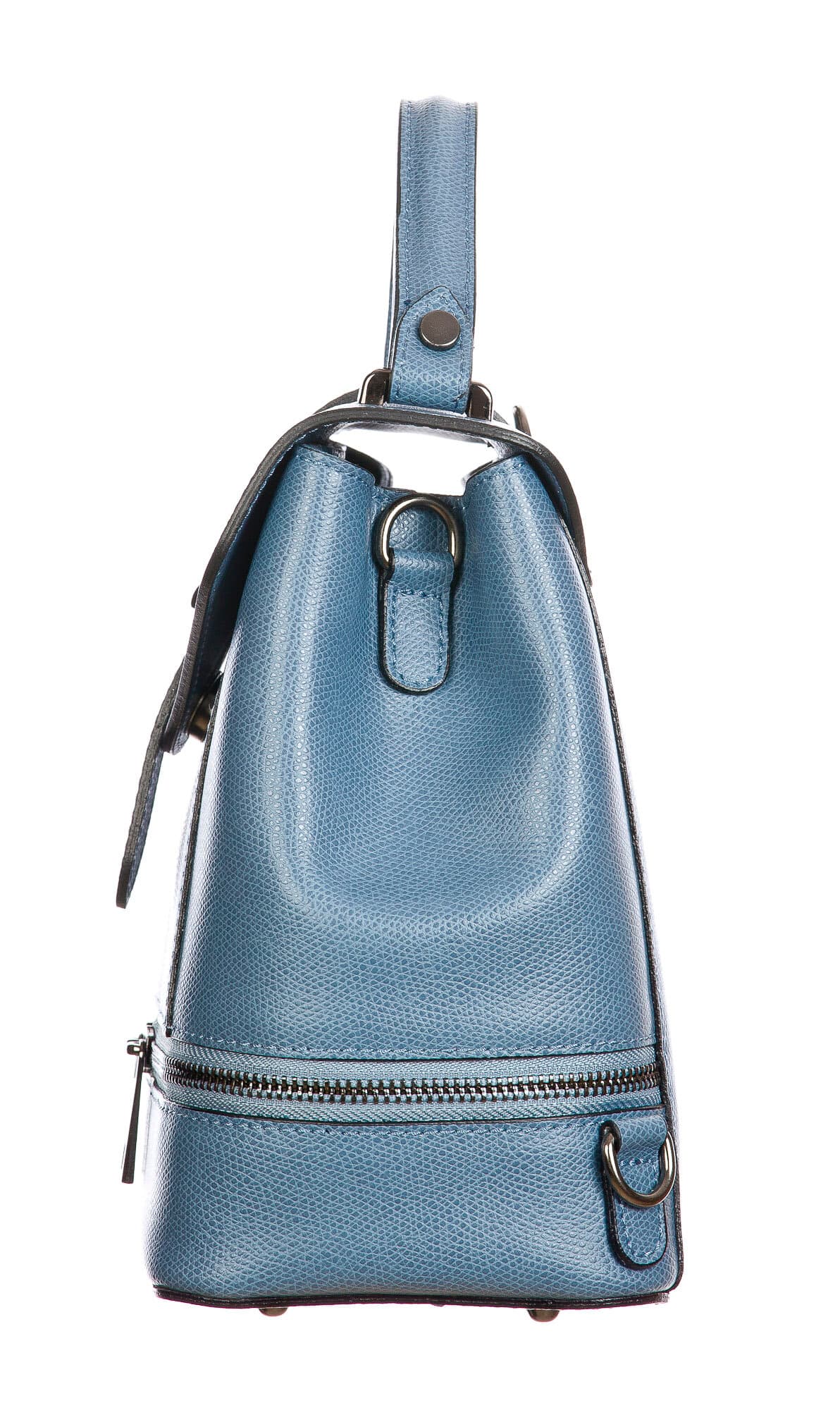 CAMY : borsa - zaino donna, pelle safiano rigida, colore : AZZURRO, Made in Italy