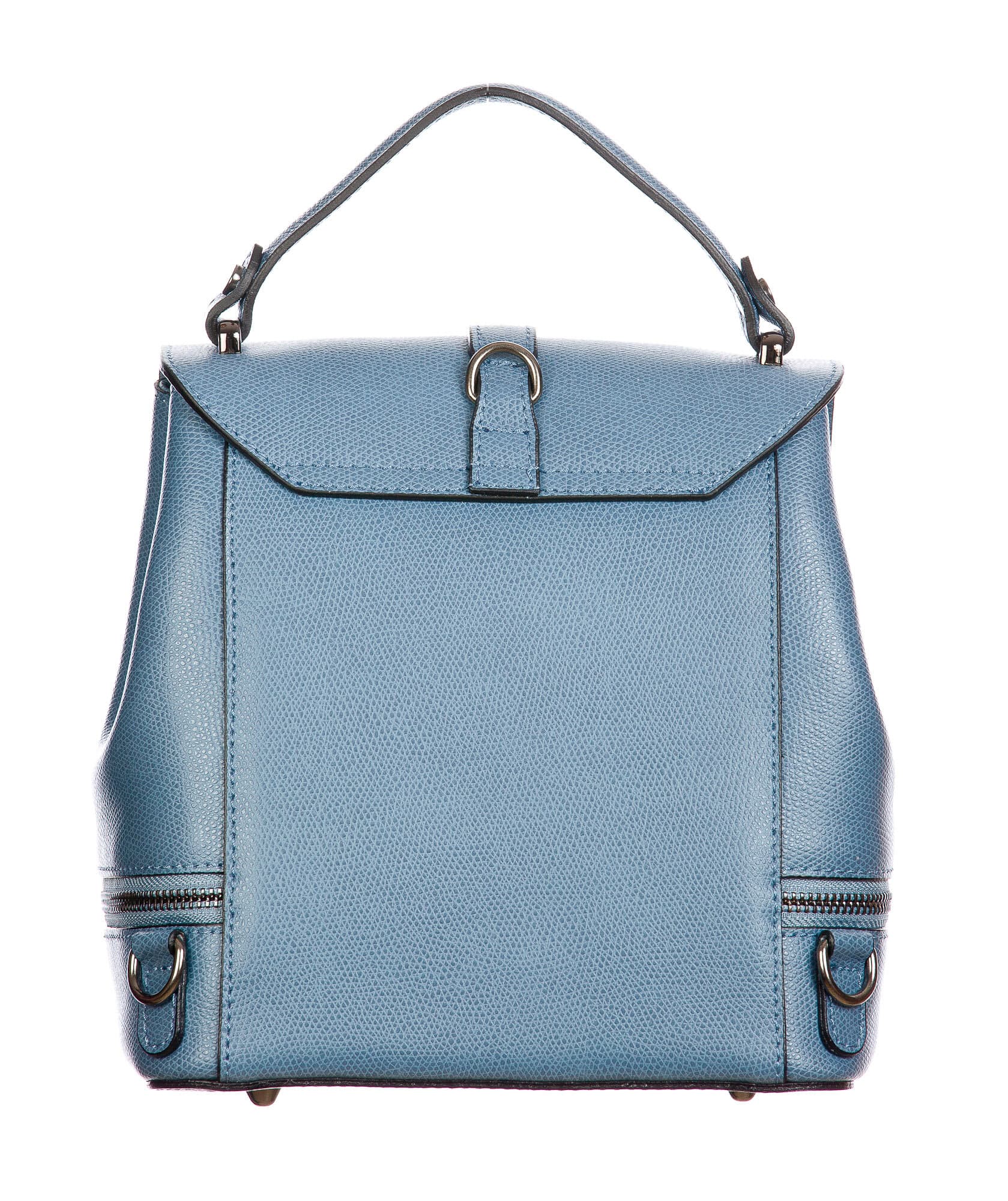 CAMY : borsa - zaino donna, pelle safiano rigida, colore : AZZURRO, Made in Italy