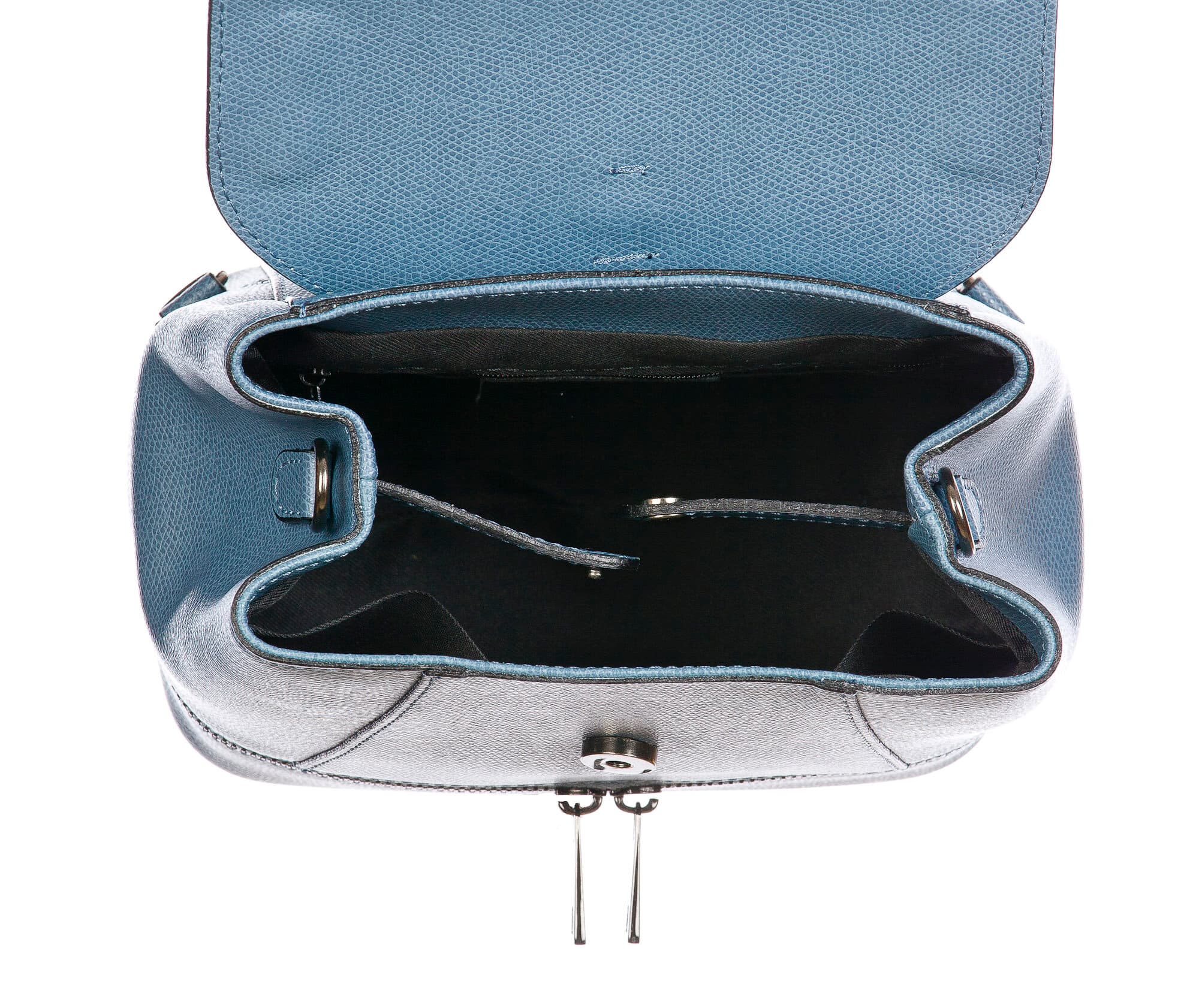 CAMY : borsa - zaino donna, pelle safiano rigida, colore : AZZURRO, Made in Italy