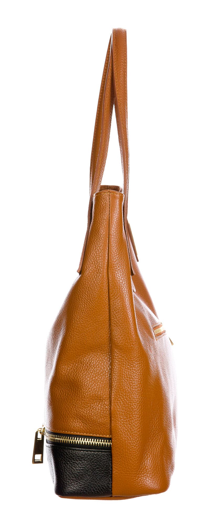 LUISA : borsa donna a spalla, pelle morbida, colore : MARRONE / NERO, Made in Italy