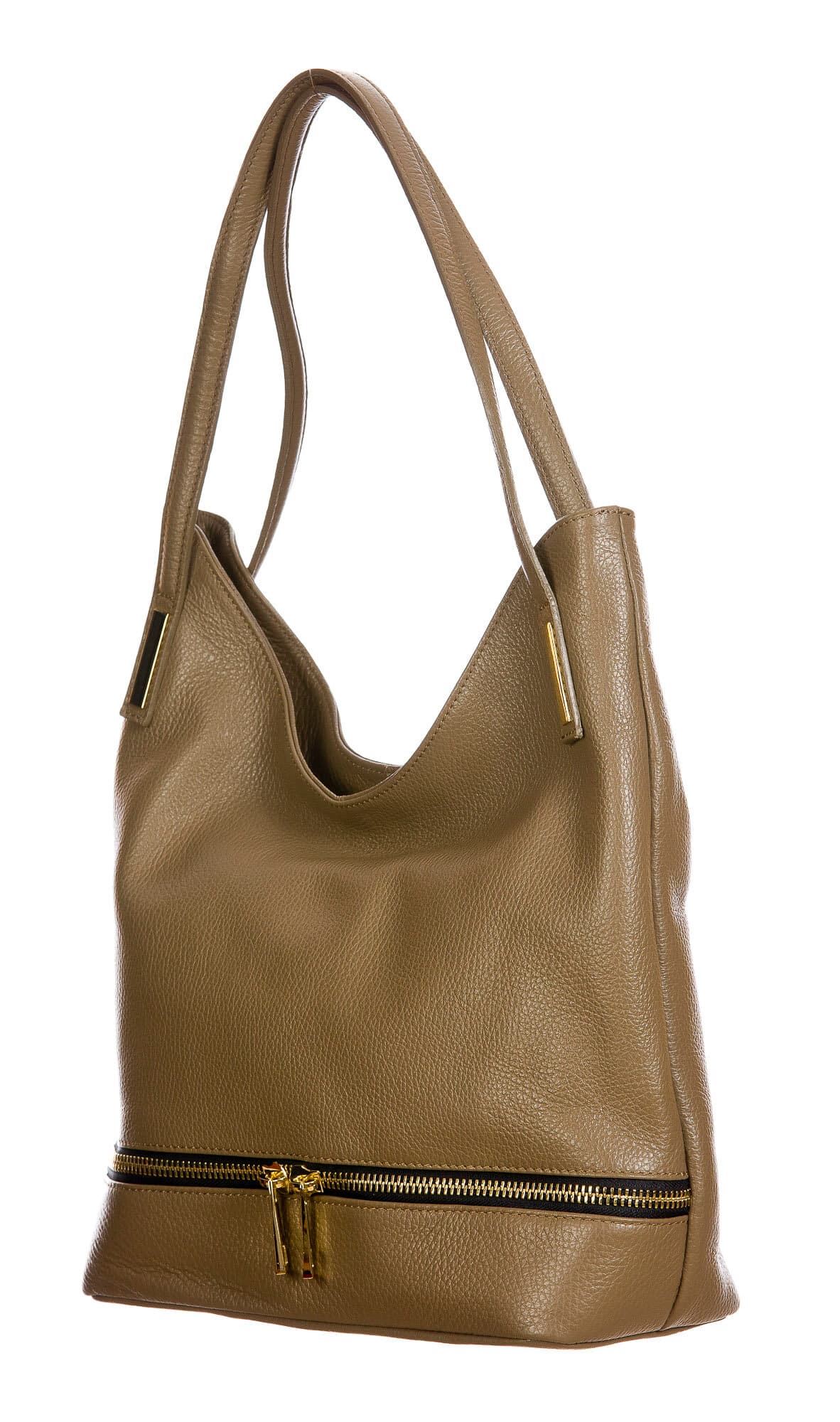 LUISA : borsa donna a spalla, pelle morbida, colore : TAUPE, Made in Italy
