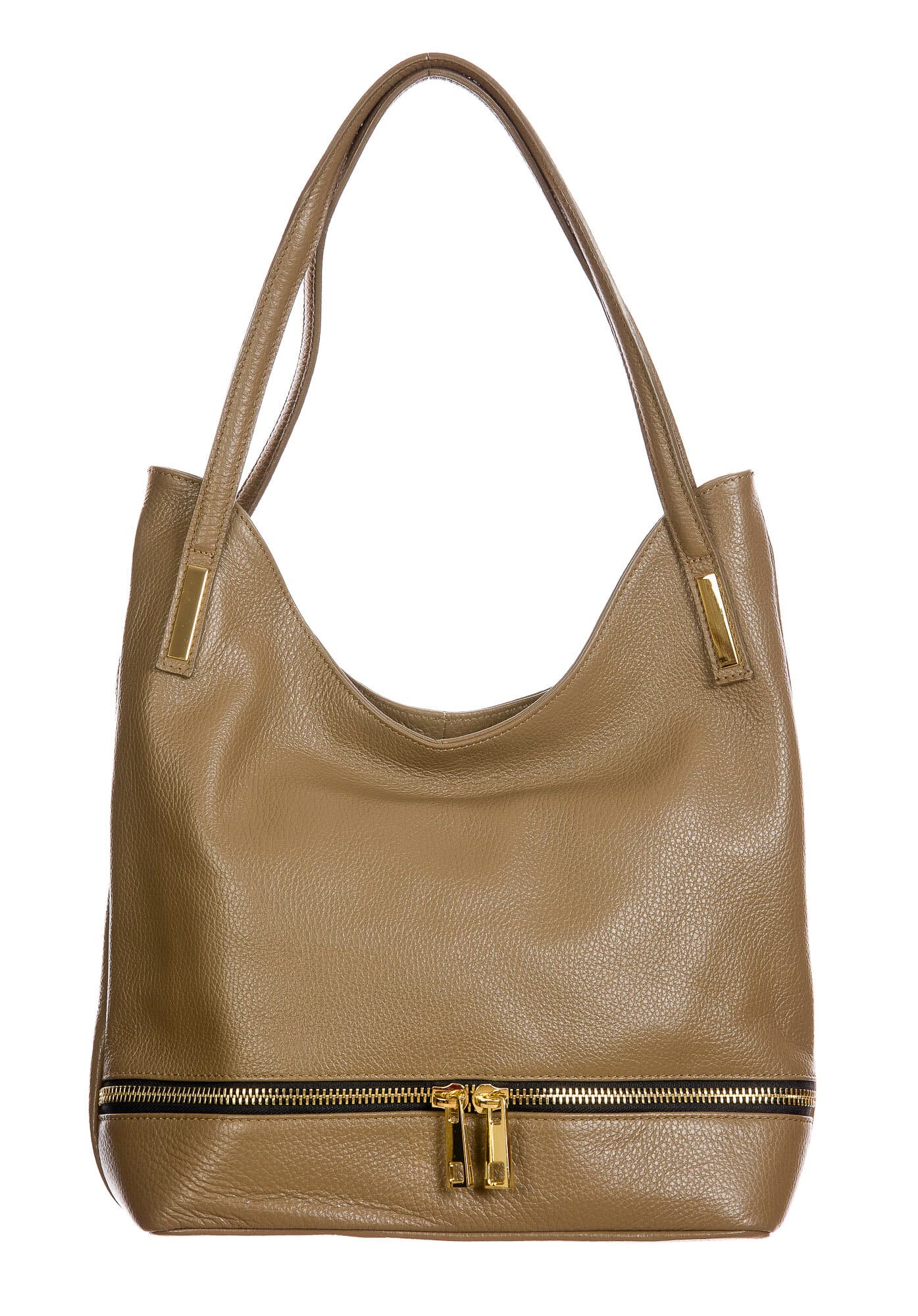 LUISA : borsa donna a spalla, pelle morbida, colore : TAUPE, Made in Italy