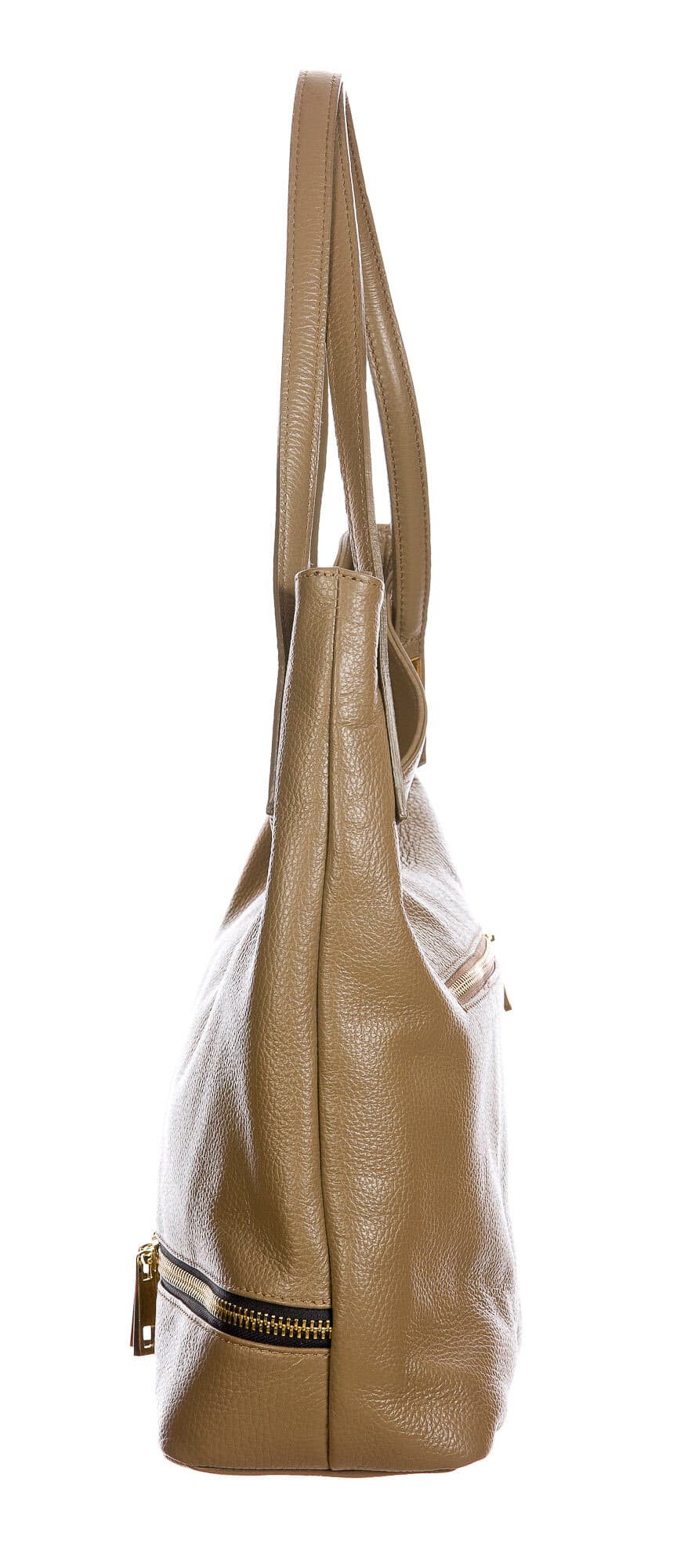 LUISA : borsa donna a spalla, pelle morbida, colore : TAUPE, Made in Italy