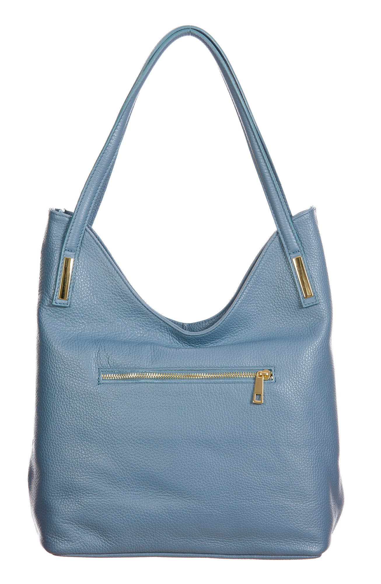 LUISA : borsa donna a spalla, pelle morbida, colore : AZZURRO / NERO, Made in Italy (Borsa)