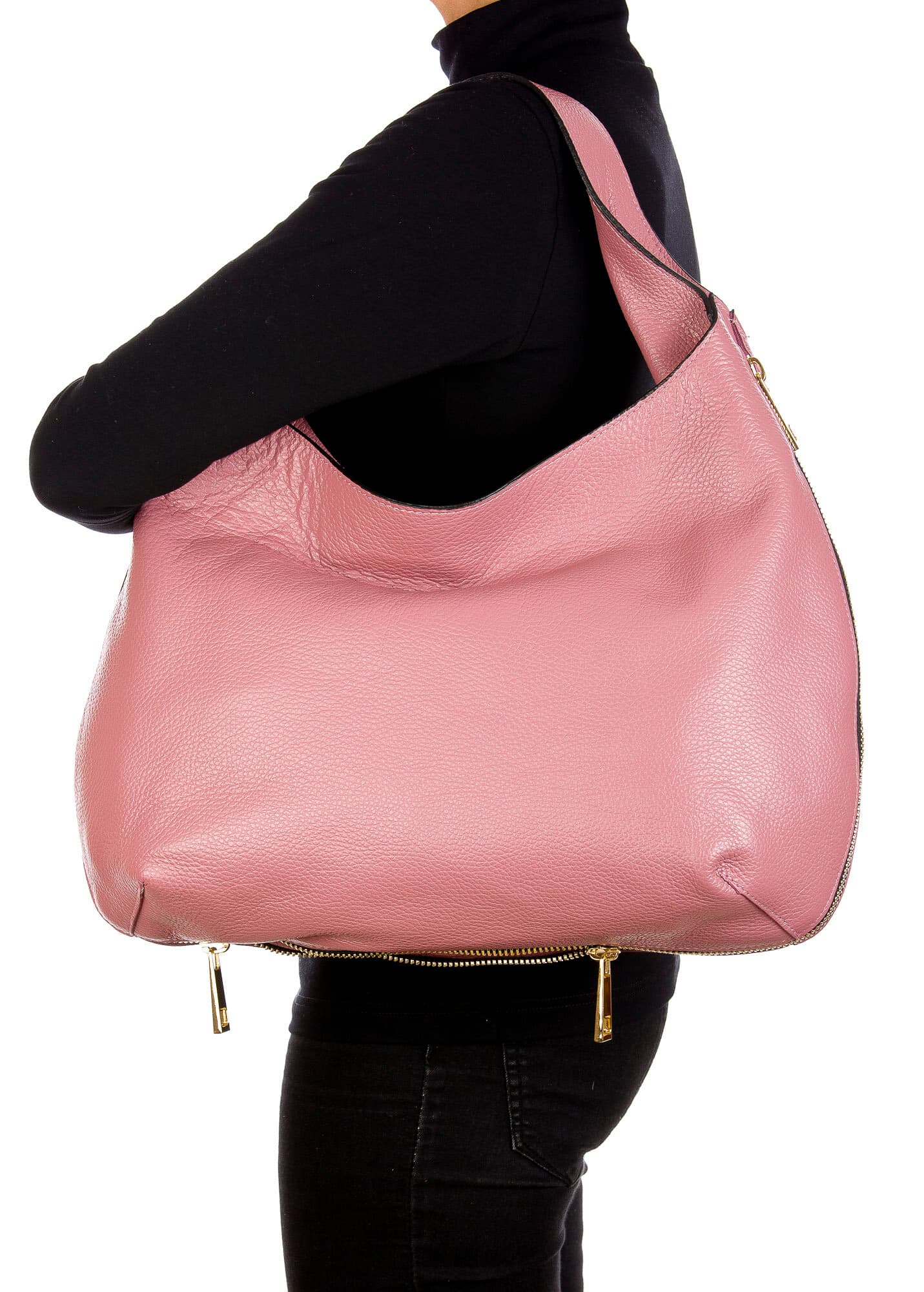 DAISY : borsa donna a spalla, pelle morbida, colore: ROSA, Made in Italy. (Borsa)
