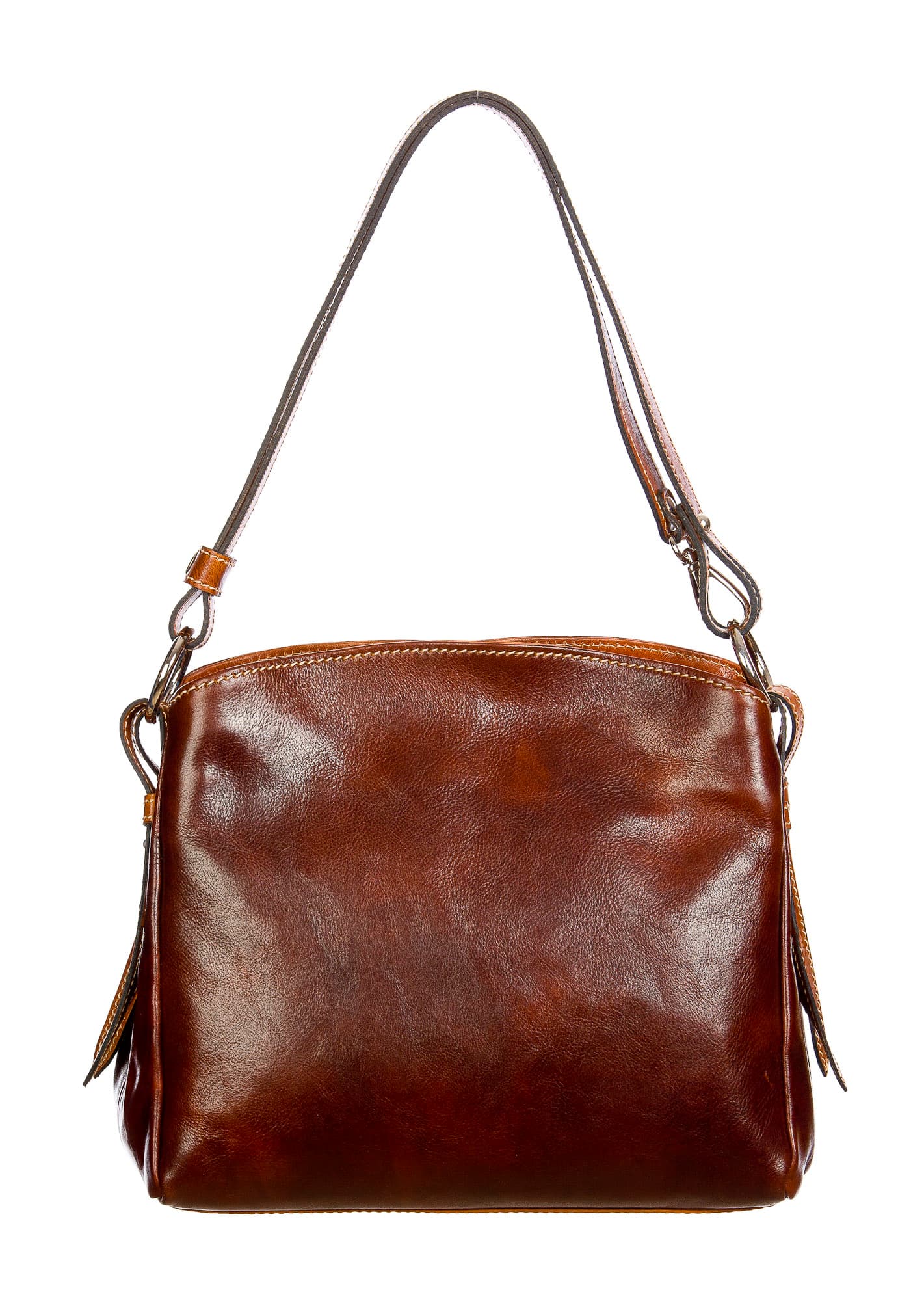 ORNELLA : borsa donna a spalla in cuoio, colore : MARRONE/MIELE, Made in Italy