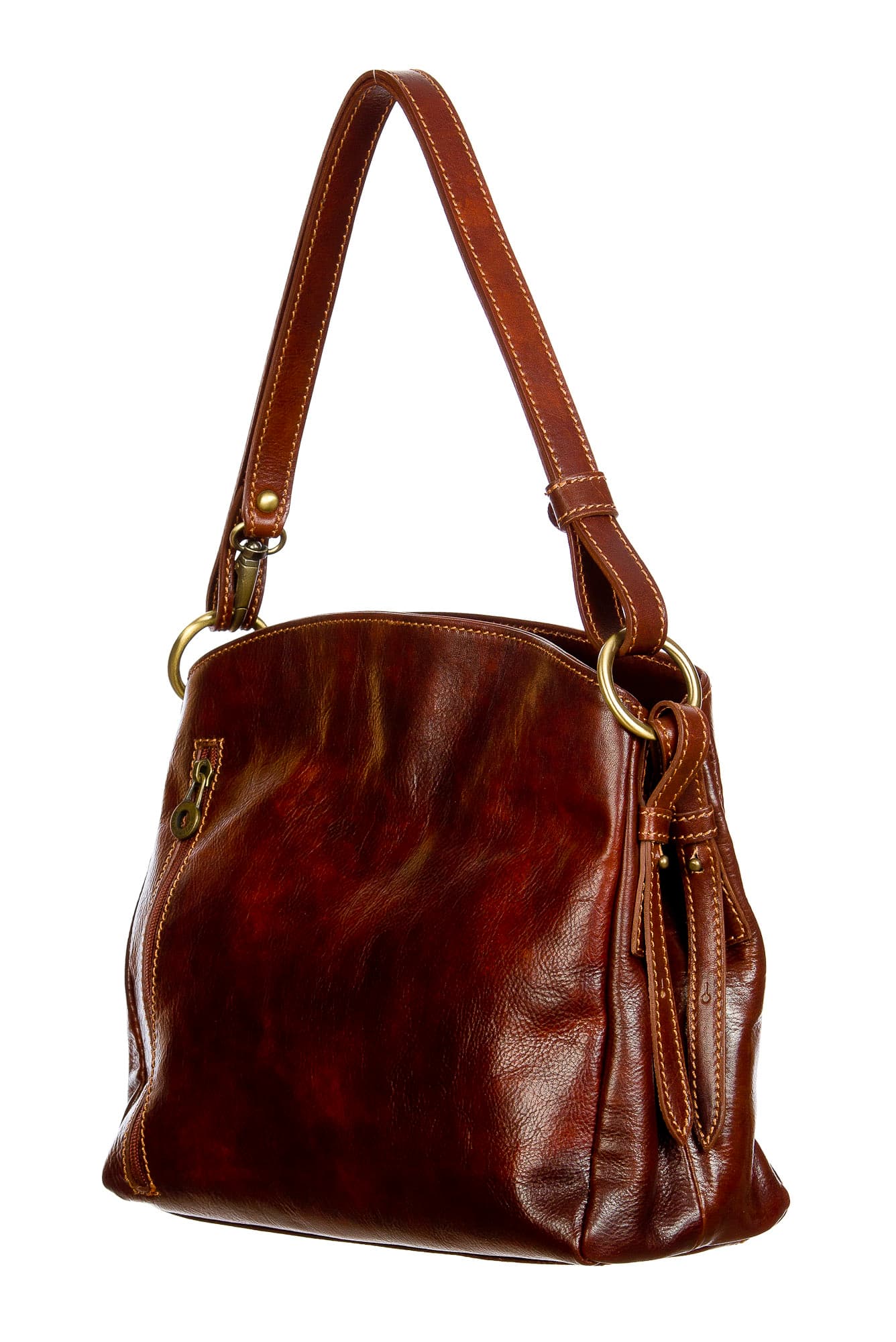 ORNELLA : borsa donna a spalla in cuoio, colore : TESTAMORO, Made in Italy