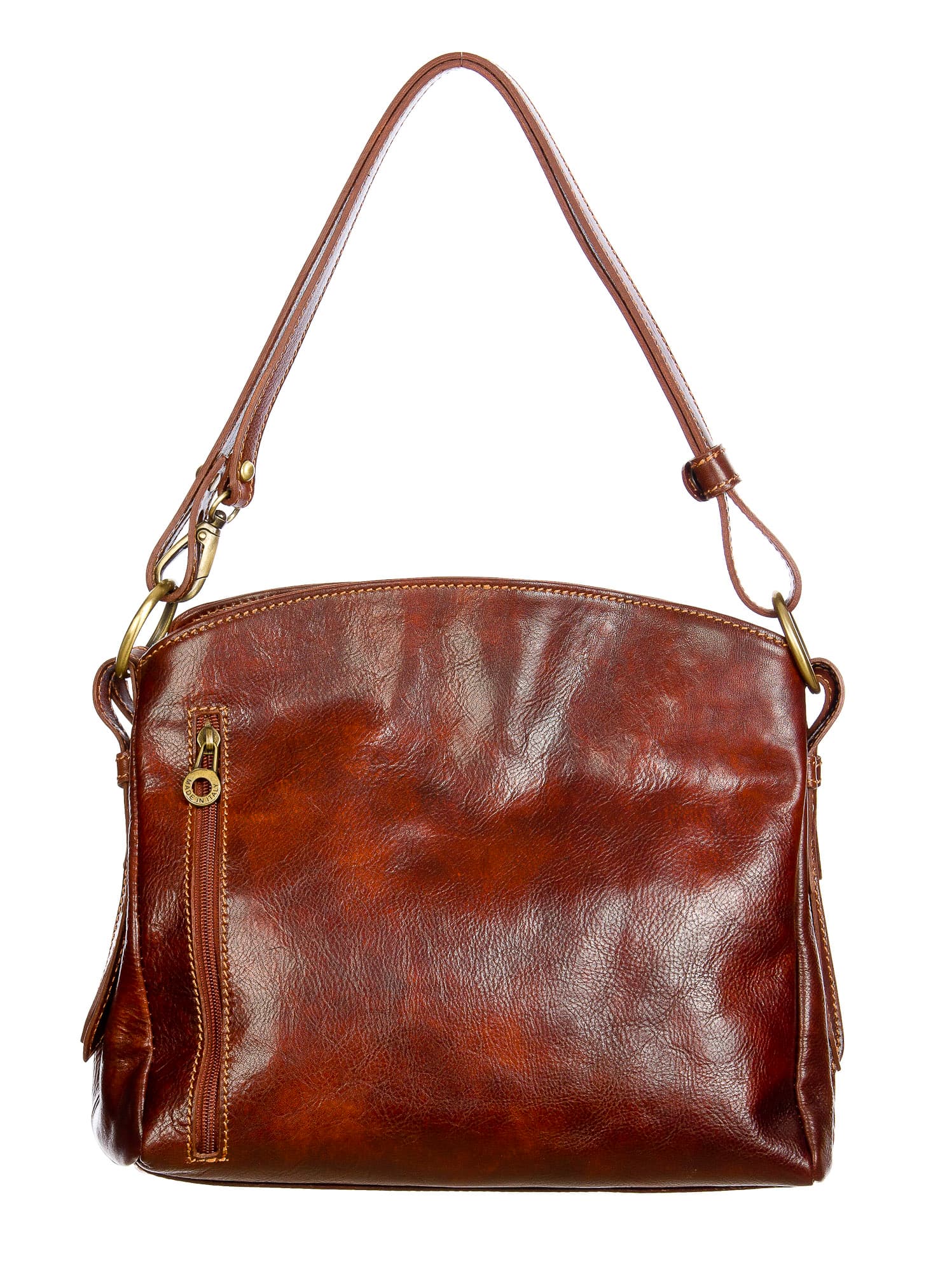ORNELLA : borsa donna a spalla in cuoio, colore : TESTAMORO, Made in Italy