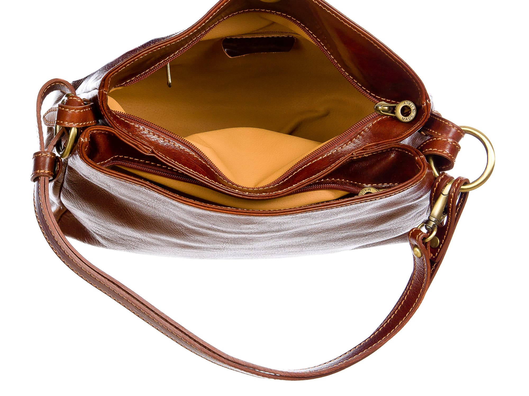 ORNELLA : borsa donna a spalla in cuoio, colore : TESTAMORO, Made in Italy