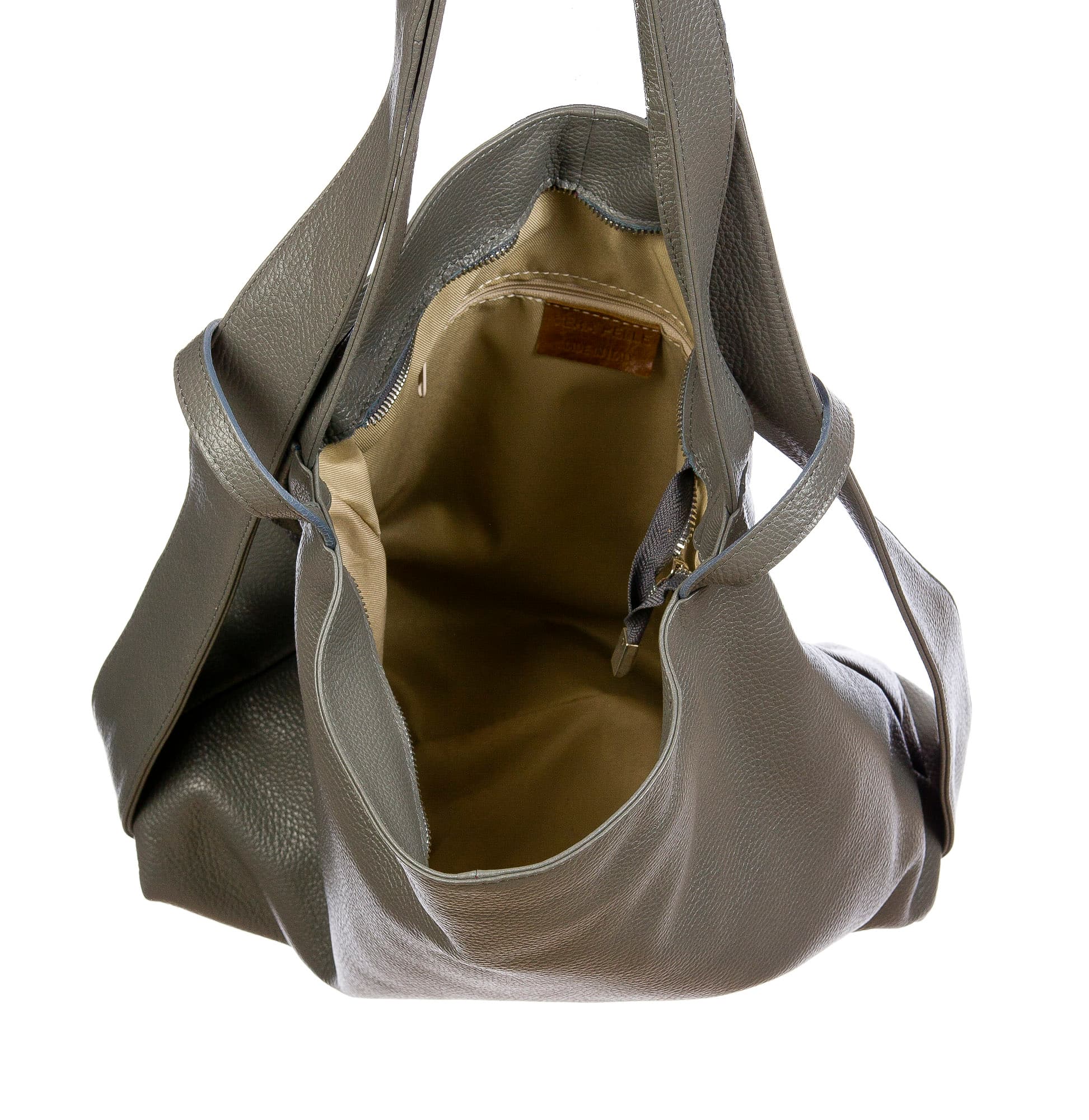 OLIVIA : borsa / zaino, pelle morbida, colore : GRIGIO, Made in Italy