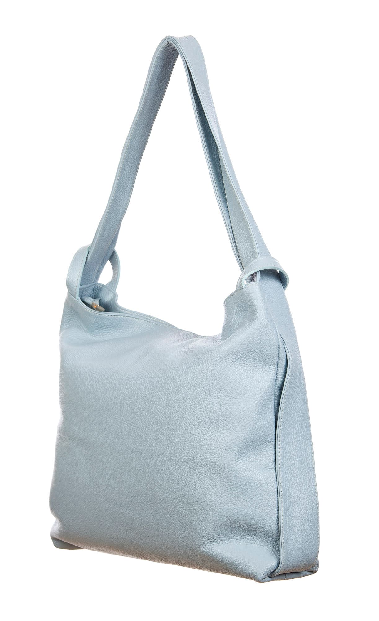 OLIVIA : borsa / zaino, pelle morbida, colore : AZZURRO, Made in Italy