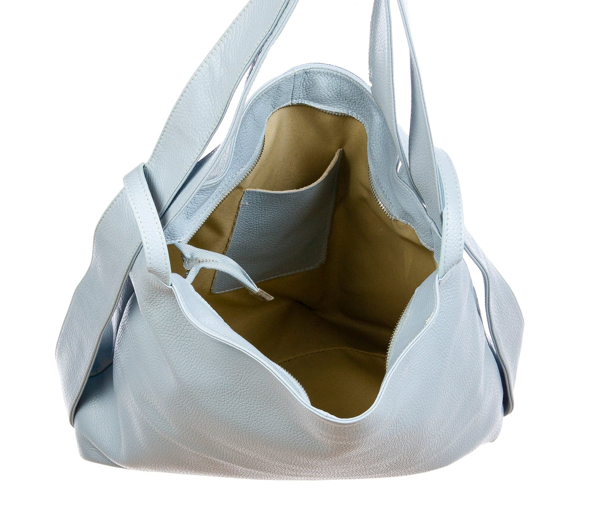 OLIVIA : borsa / zaino, pelle morbida, colore : AZZURRO, Made in Italy