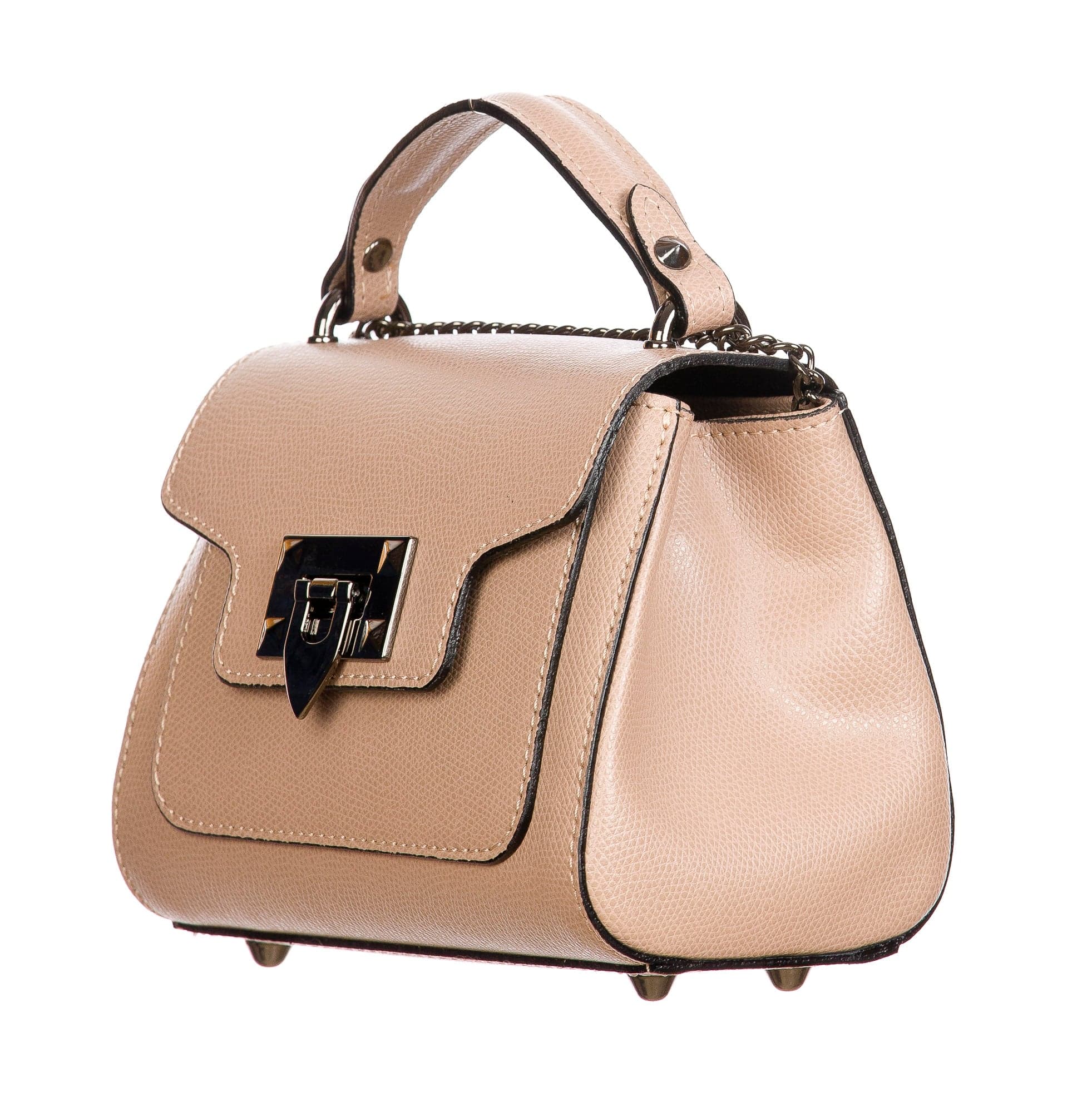 AGNES : borsa donna mini, pelle saffiano, colore : ROSA, Made in Italy