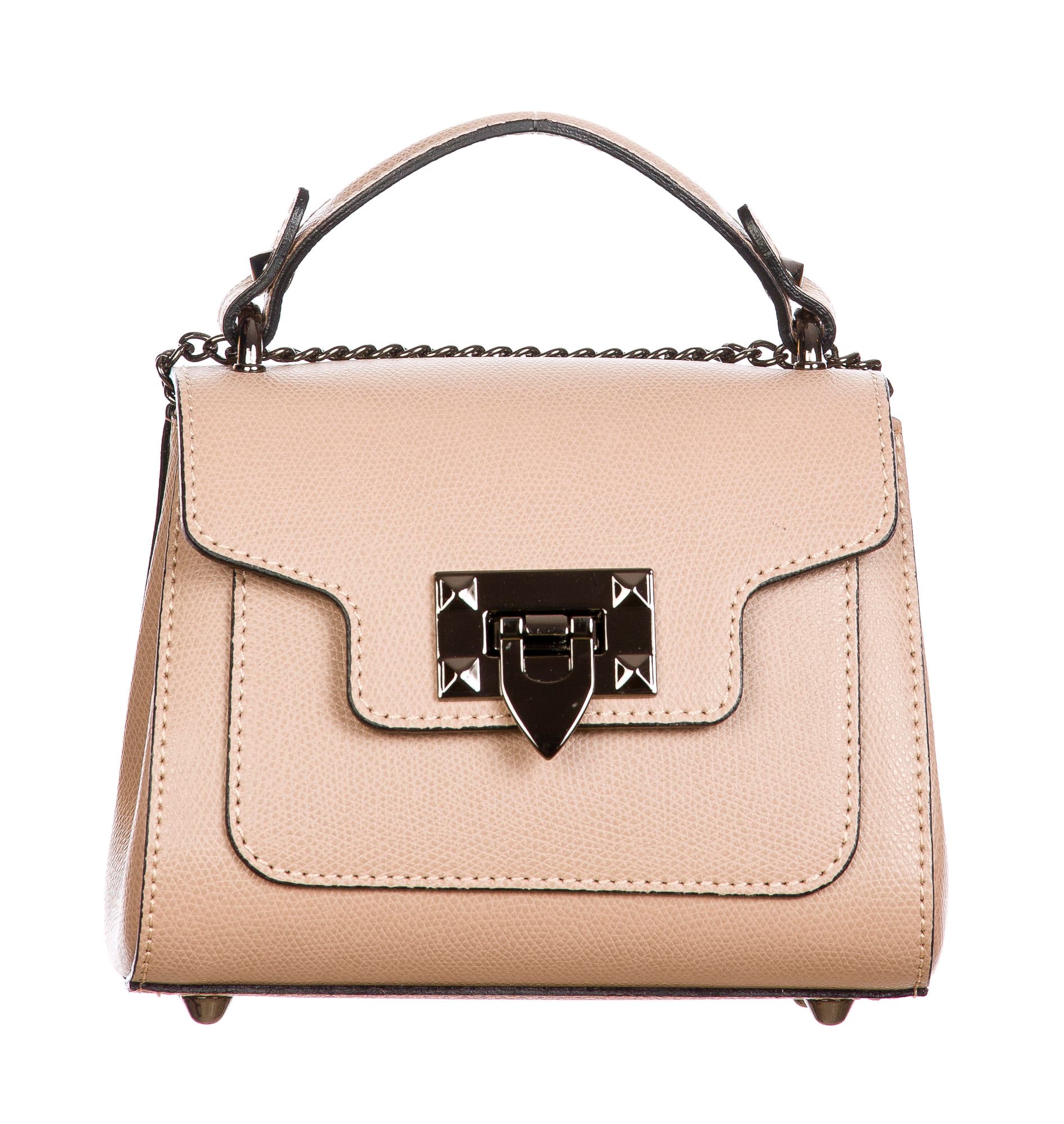 AGNES : borsa donna mini, pelle saffiano, colore : ROSA, Made in Italy