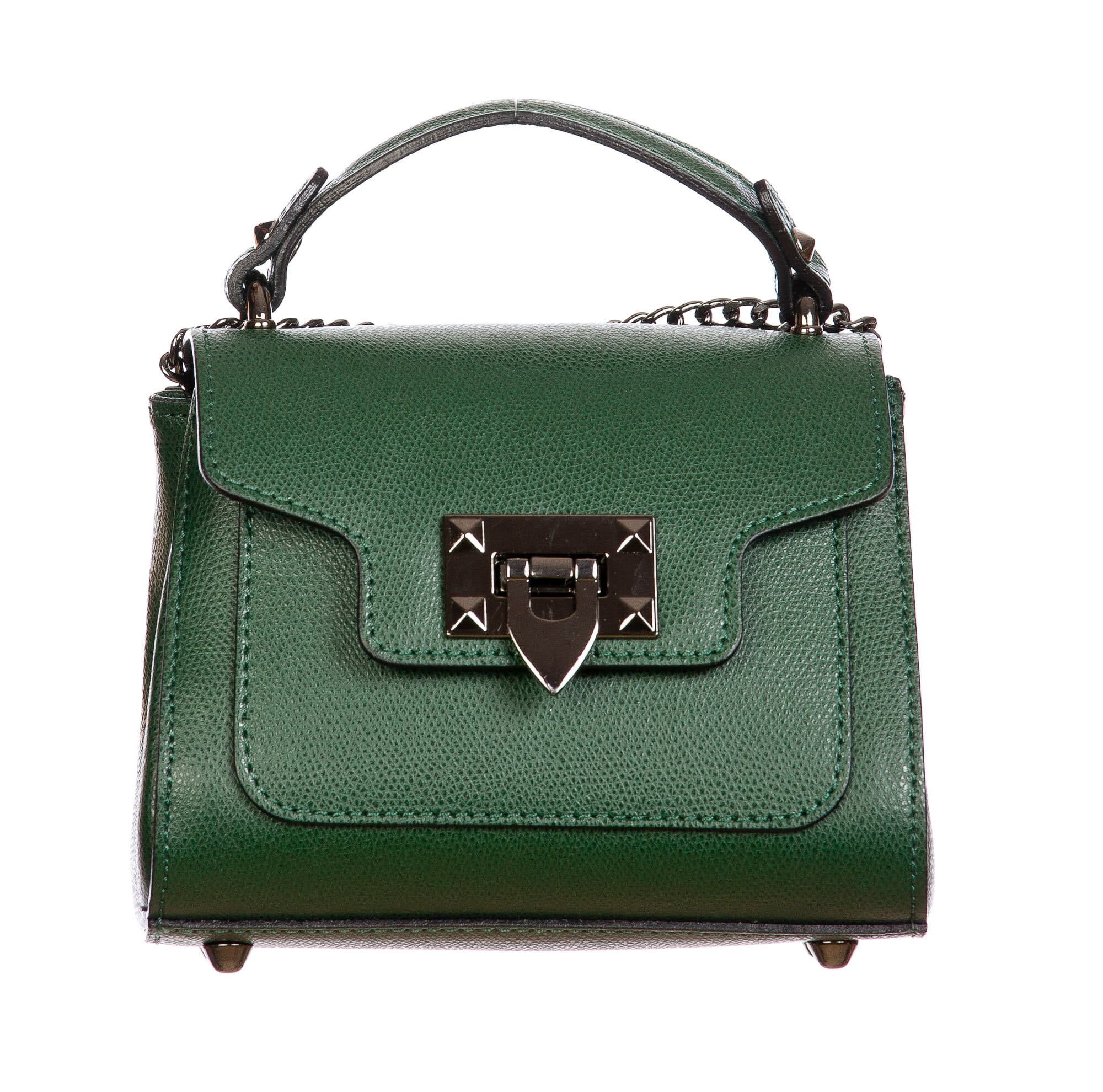 AGNES : borsa donna mini, pelle saffiano, colore : VERDE SCURO, Made in Italy