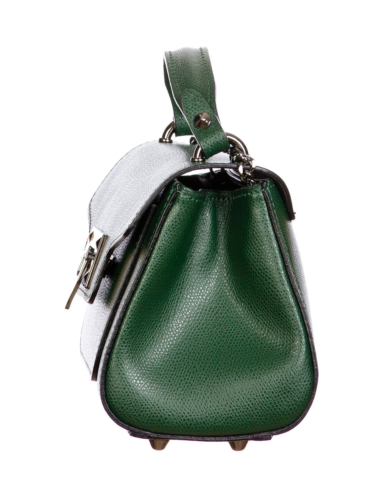 AGNES : borsa donna mini, pelle saffiano, colore : VERDE SCURO, Made in Italy