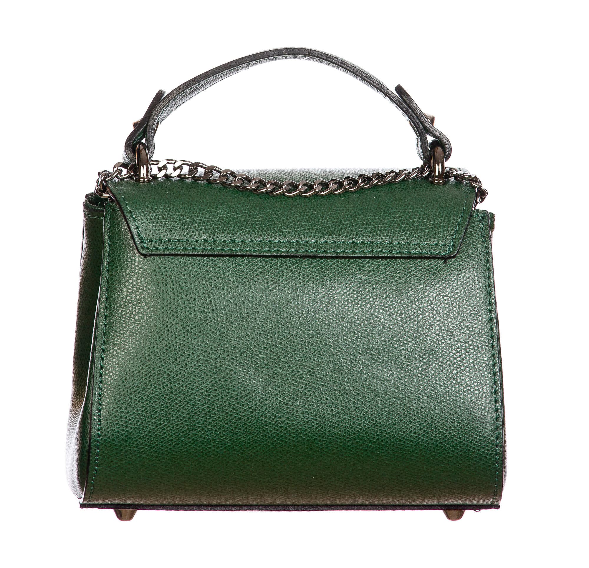 AGNES : borsa donna mini, pelle saffiano, colore : VERDE SCURO, Made in Italy