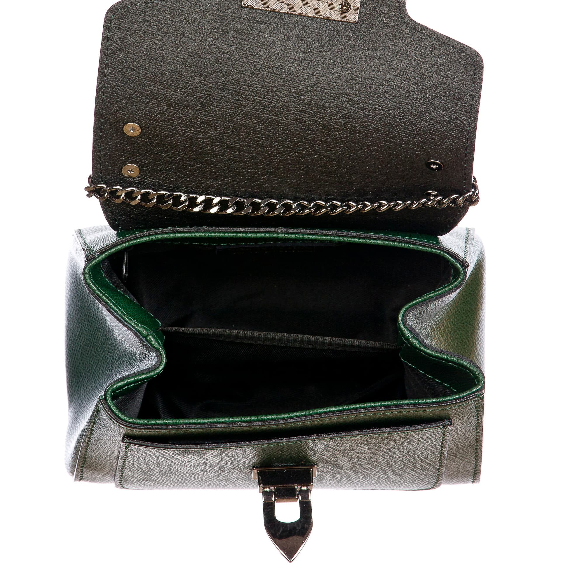 AGNES : borsa donna mini, pelle saffiano, colore : VERDE SCURO, Made in Italy