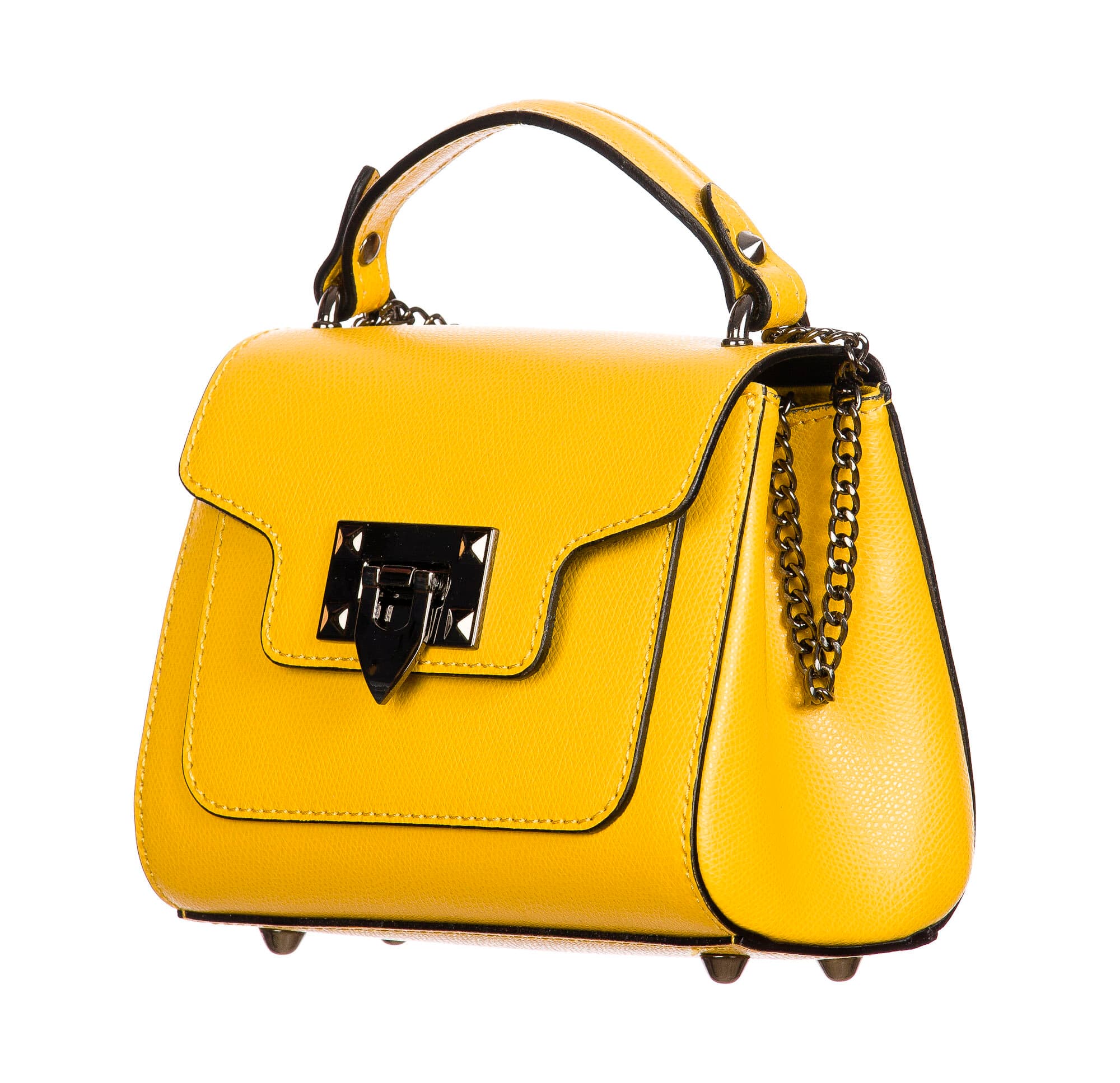AGNES : borsa donna mini, pelle saffiano, colore : GIALLO, Made in Italy