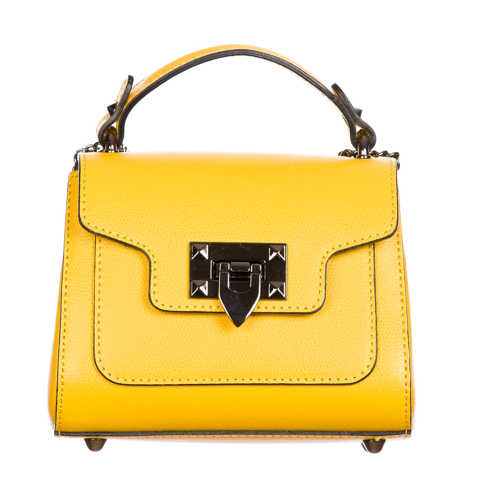 AGNES : borsa donna mini, pelle saffiano, colore : GIALLO, Made in Italy