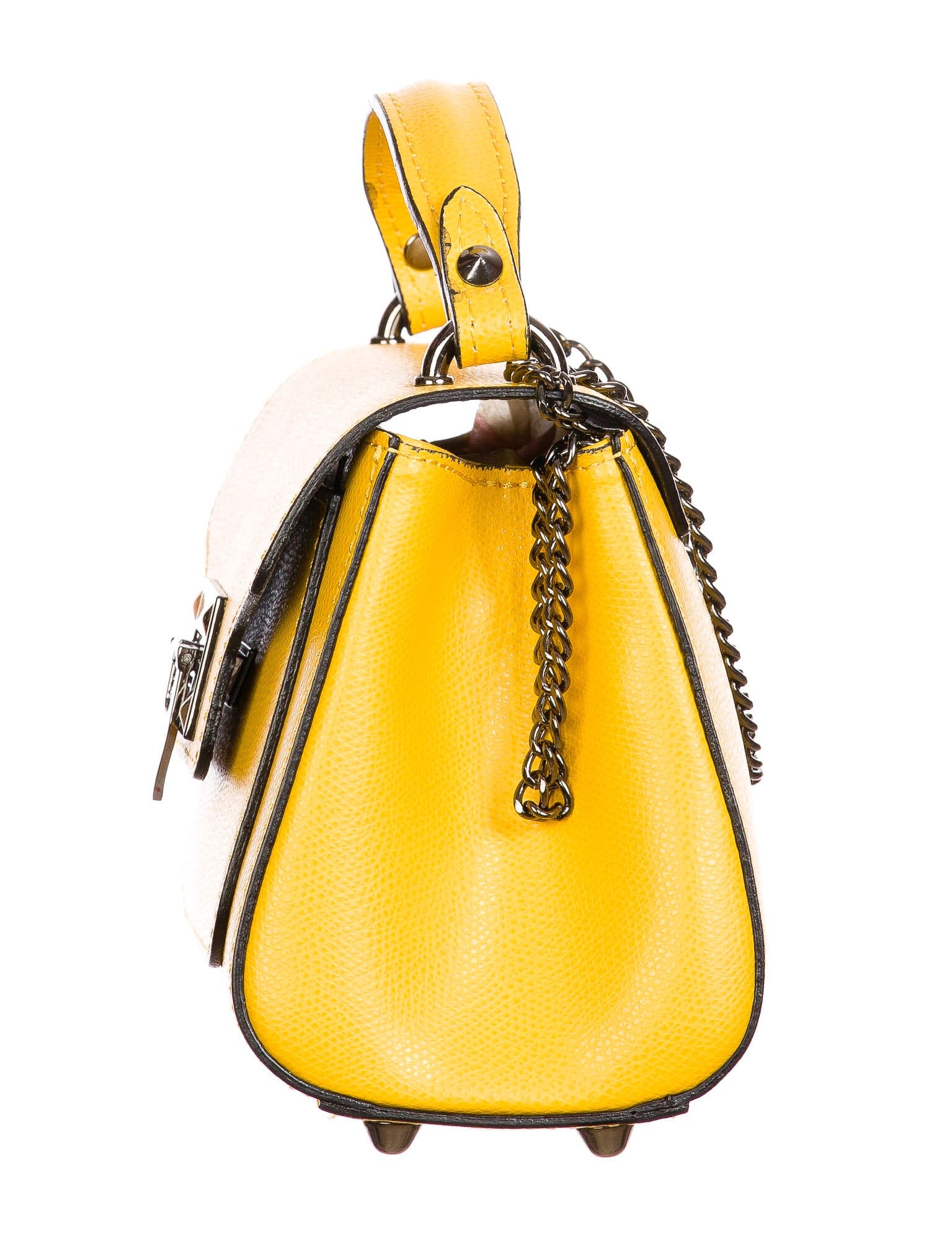 AGNES : borsa donna mini, pelle saffiano, colore : GIALLO, Made in Italy