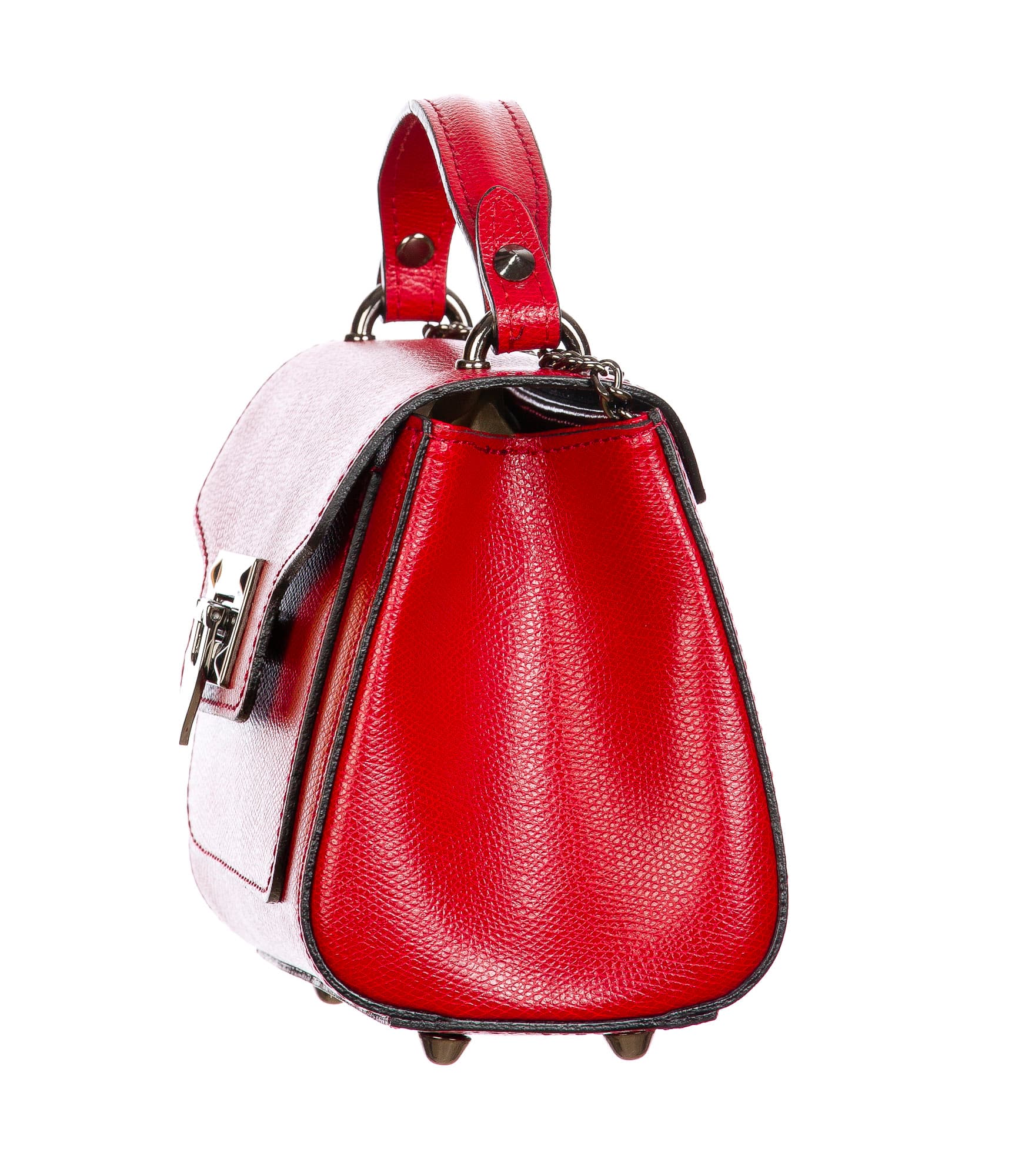 AGNES : borsa donna mini, pelle saffiano, colore : ROSSO, Made in Italy