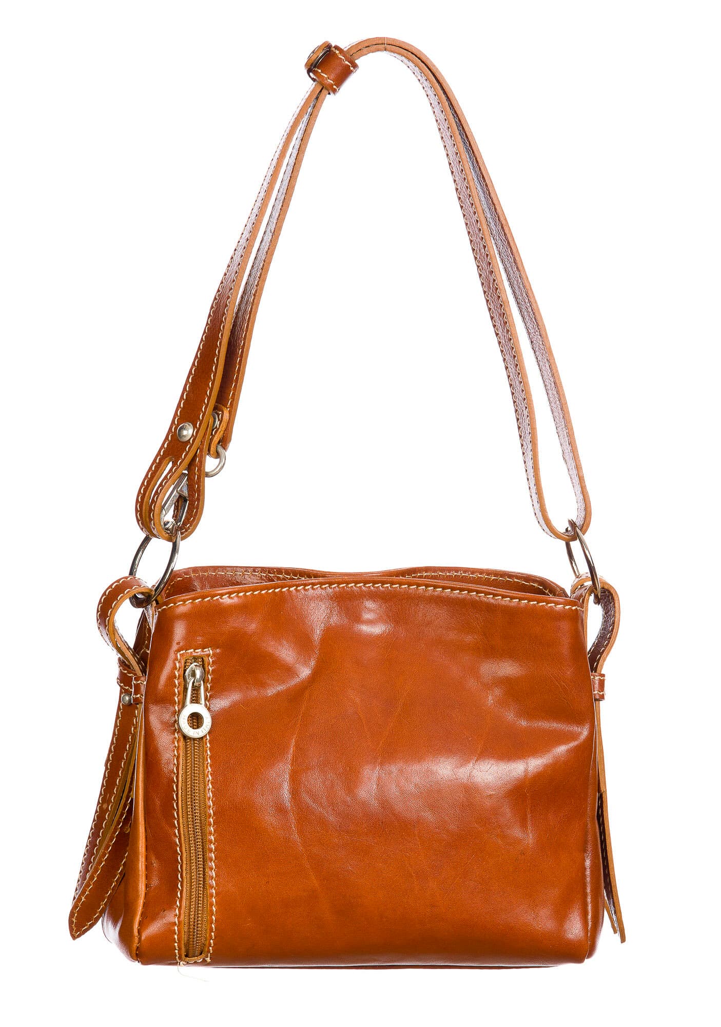 ORNELLA SMALL: borsa donna a spalla in cuoio, colore : MIELE, Made in Italy
