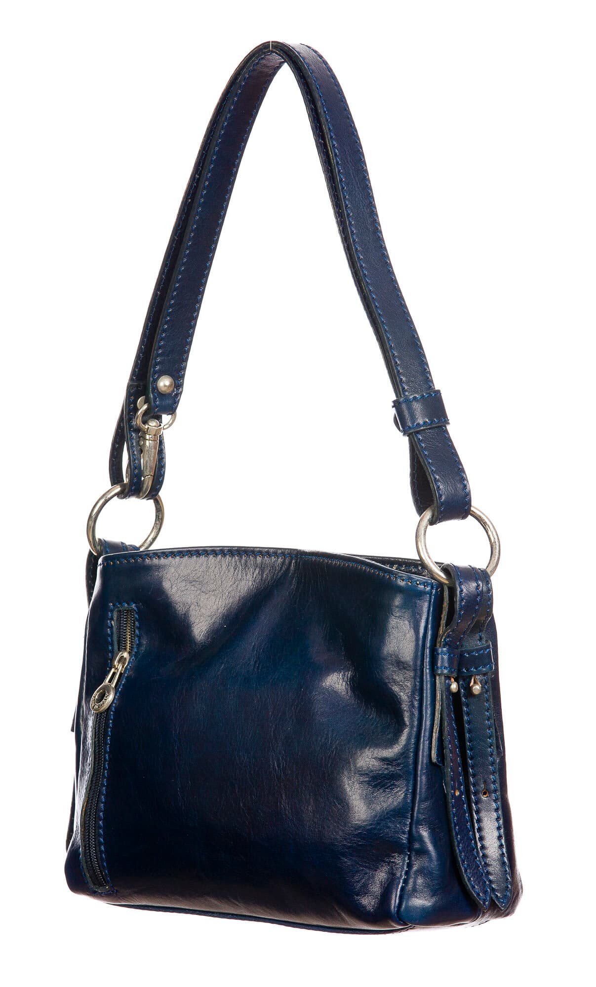 ORNELLA MINI: borsa donna a spalla in cuoio, colore : BLU, Made in Italy (Borsa)
